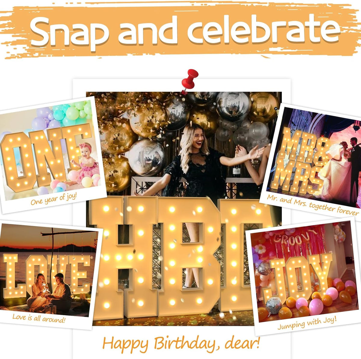 imprsv 4FT Marquee Light Up Letters for Birthday Party Decorations Large Marquee Letters for