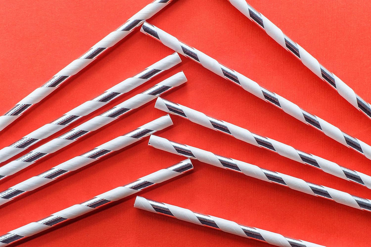 500 Count | Kingseal FSC Certified Paper Cocktail Straws, Unwrapped, 6mm x 5.75 Inches, Silver