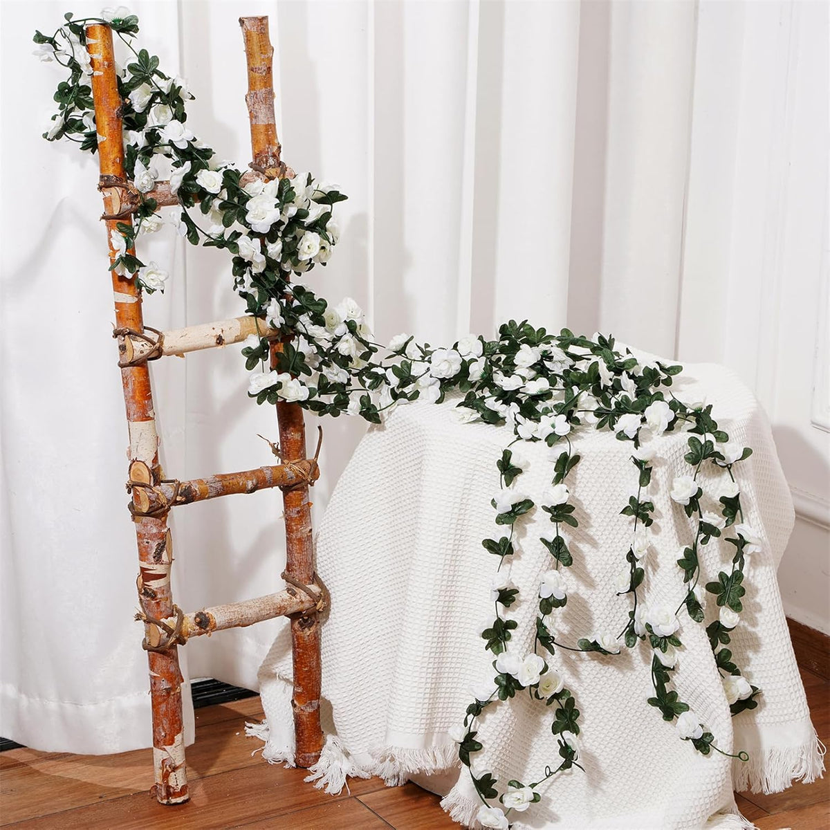 10 Pcs 82FT Flower Garland, Artificial Rose Garland Flowers Plants Fake Flower Hanging Rose Ivy