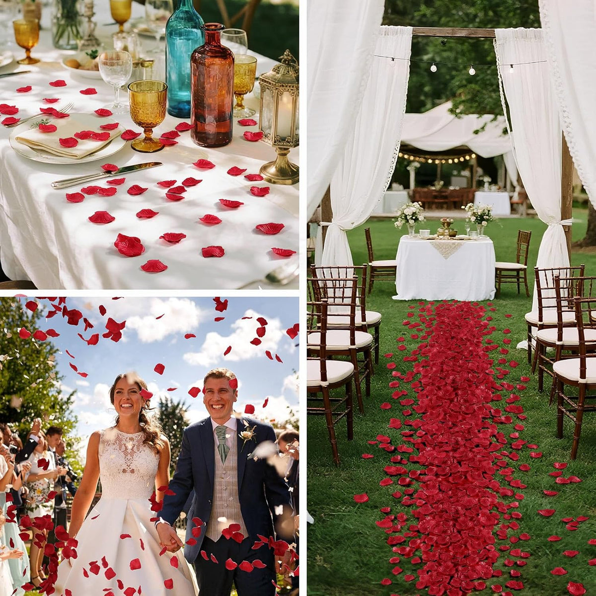1000 Pcs Red Rose Petals Artificial Silk Flower Petals Romantic Decorations for Wedding Engagement
