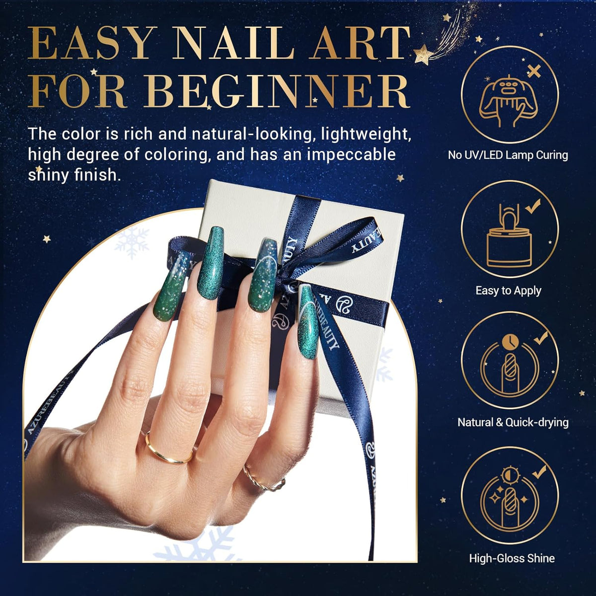 AZUREBEAUTY Dip Powder Nail Kit Starter Color Changing Glitter 20 Colors Magic Special Effect