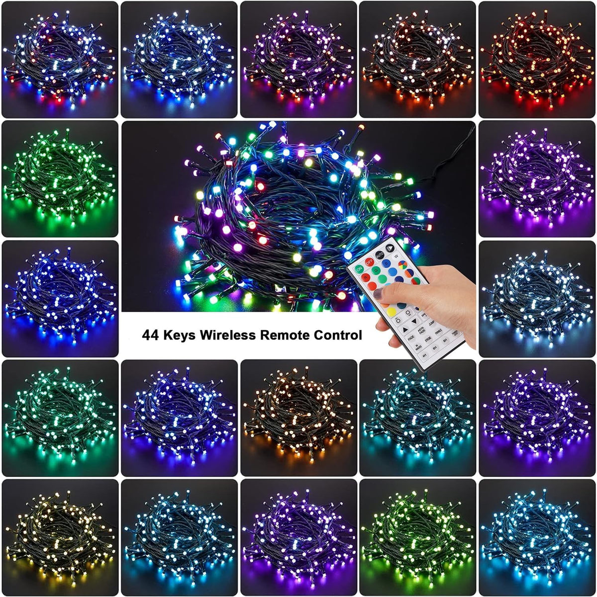 LJLNION 98.5ft Christmas Lights Color Changing with Remote, 300 LED RGB Fairy String Lights