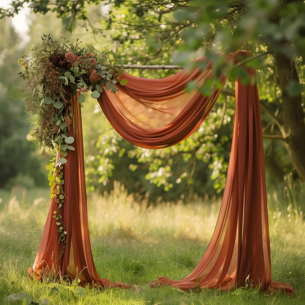 Wokceer Wedding Arch Draping Fabric Terracotta 28.7" x 20FT Sheer Drapes Backdrop for Ceremony