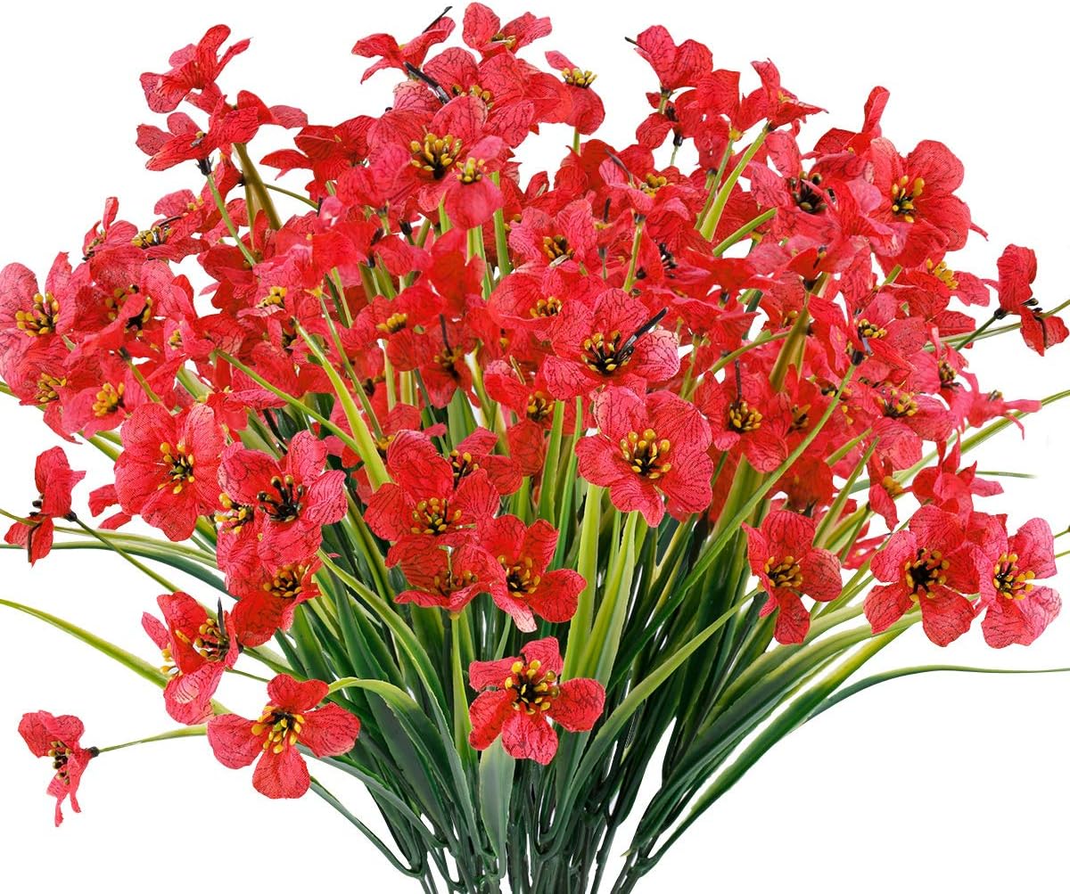 12 Bundles Artificial Flowers Outdoor UV Resistant Fake Flowers No Fade Faux Plants Garden Porch