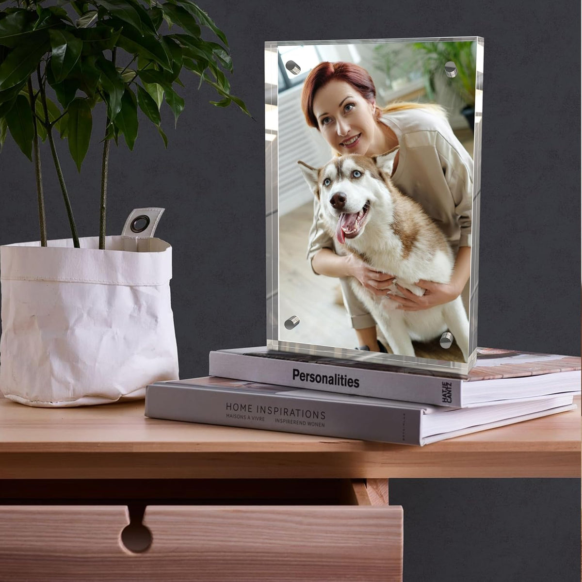 8x10 Inches Acrylic Picture Frames 1 Pack, Double Sided Magnetic Photo Frames,Free Standing on Desk