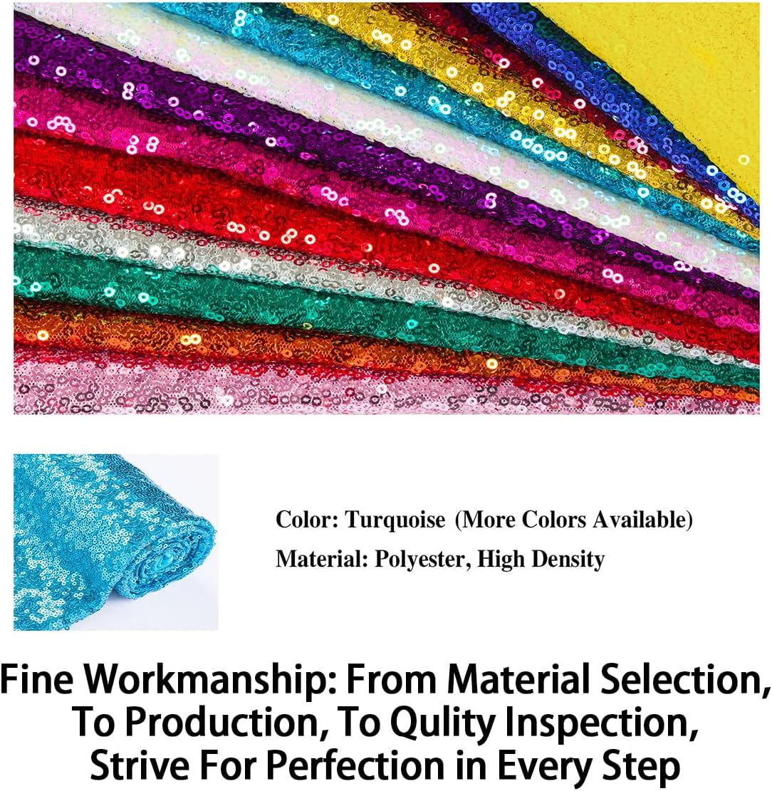 ShinyBeauty Sequin Aisle Runners 2Ft x 15Ft Turquoise Carpet Runner for Party Glitter Runner for