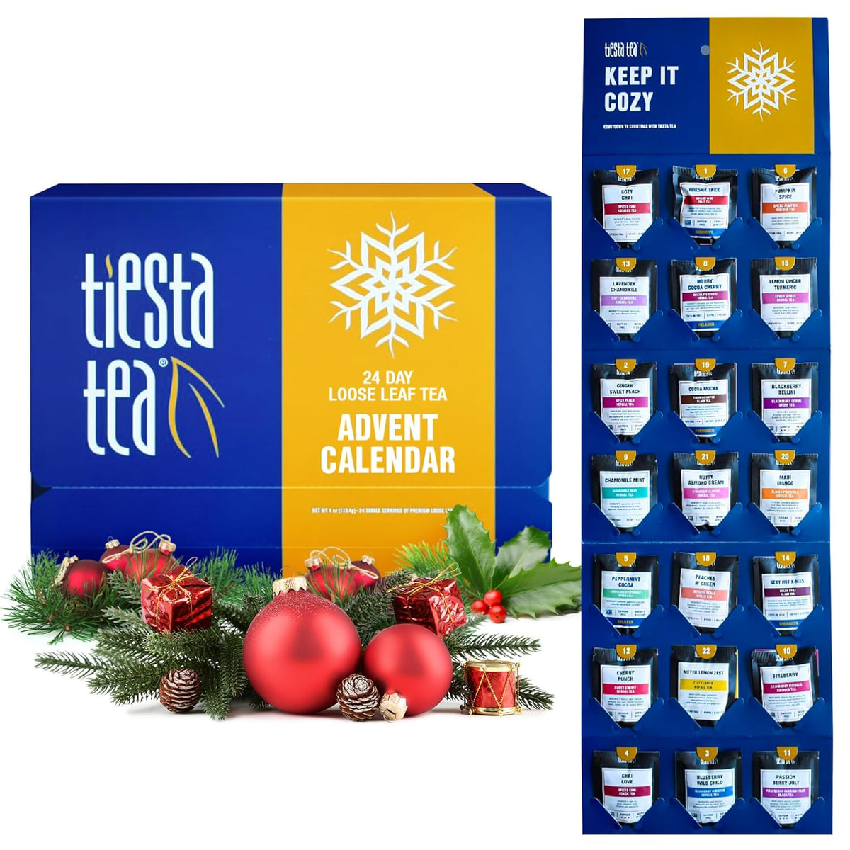 Tiesta Tea Advent Calendar 2025, Loose Leaf Herbal Tea Variety Pack, 24 Exquisite Loose Leaf Blends