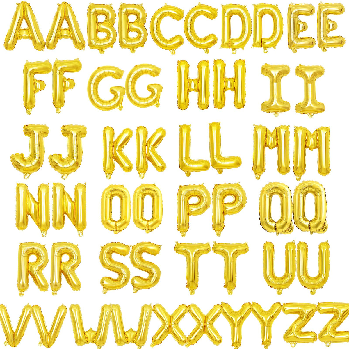 52 Pcs 2 Sets of 16 Inch “A-Z” Letter Balloons Set – Complete Alphabet Mylar Foil Balloons (Each