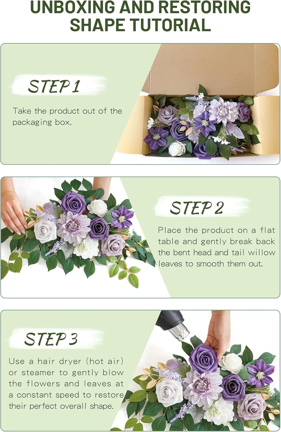 Wedding decor (pack of 2) Welcome Sign Flower Backdrop Garland For Ceremony Reception Wall Easel
