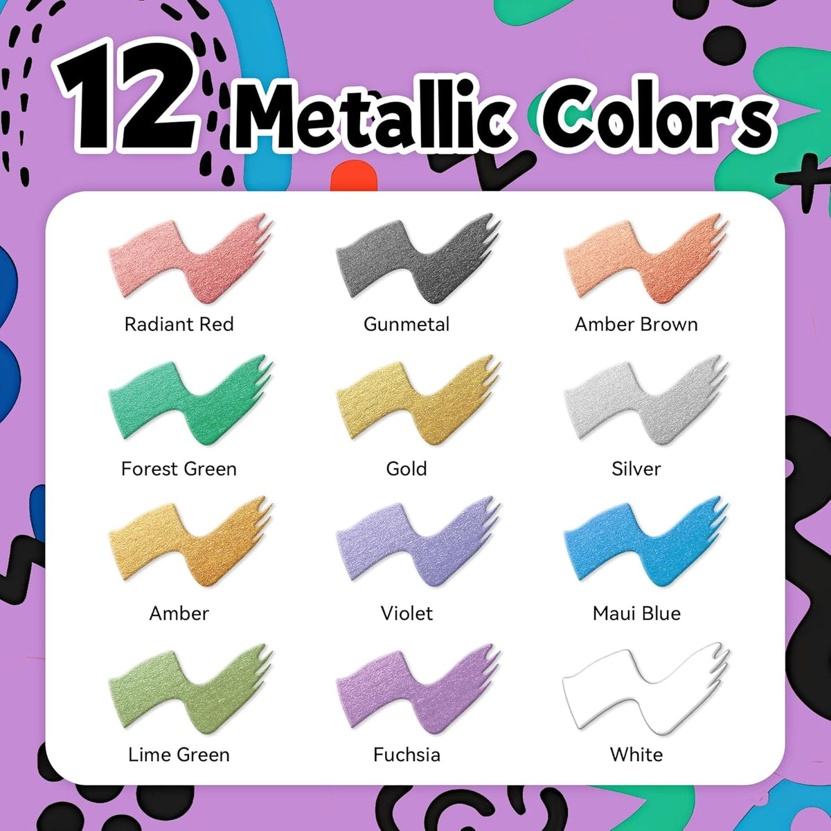 12 Metallic Colors Jumbo Markers, 15mm Jumbo Felt Tip, Acrylic Paint Markers for Rock Painting