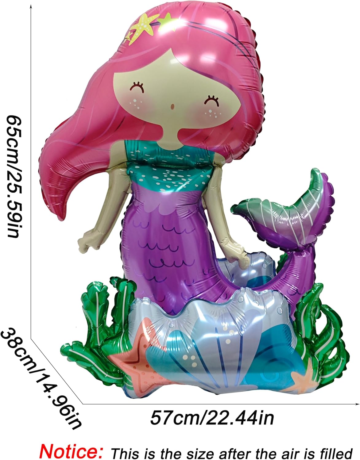 Self Standing mermaid birthday balloon mermaid foil balloon Ocean Balloon for Girls Under The Sea