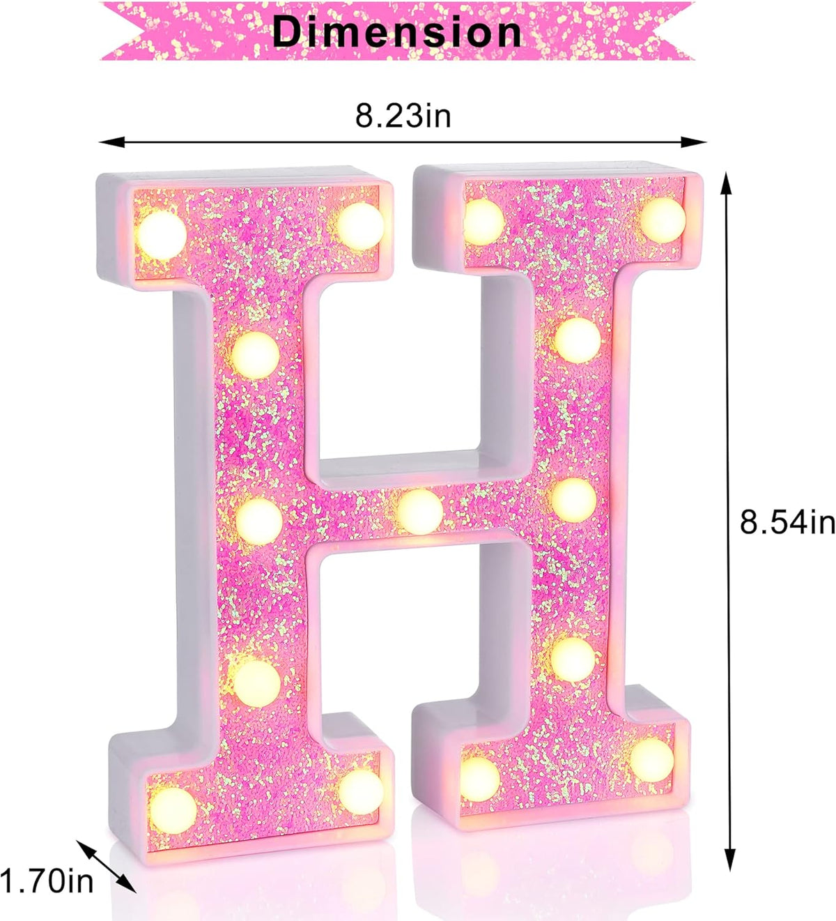Foaky Pink Light up Letters，Pink Party Decorations,Girls Room Decor,Glitter Light Up