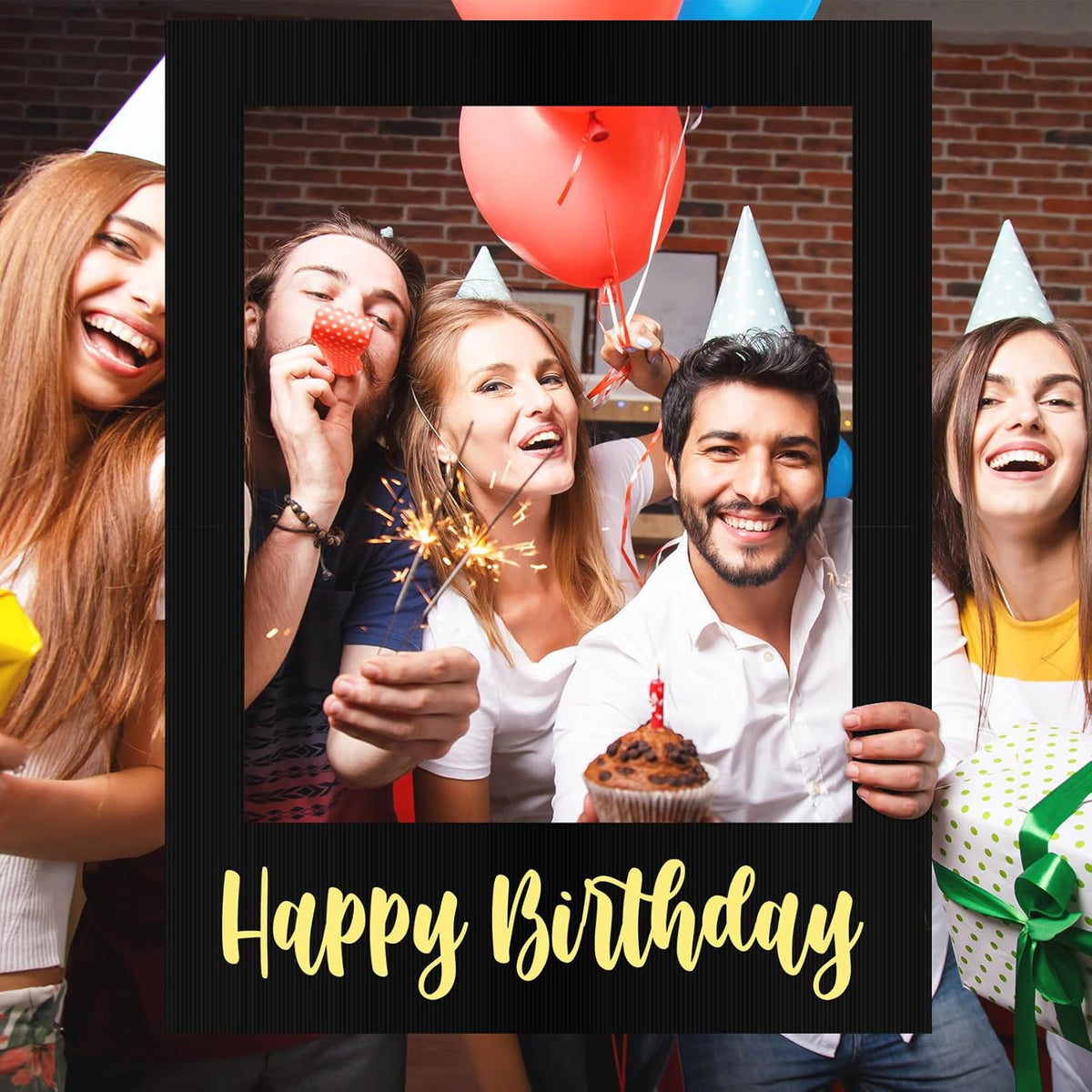 32 x 24 Inch Large Photo Booth Props Picture Frame Happy Birthday Party Frame DIY Cutouts Photo