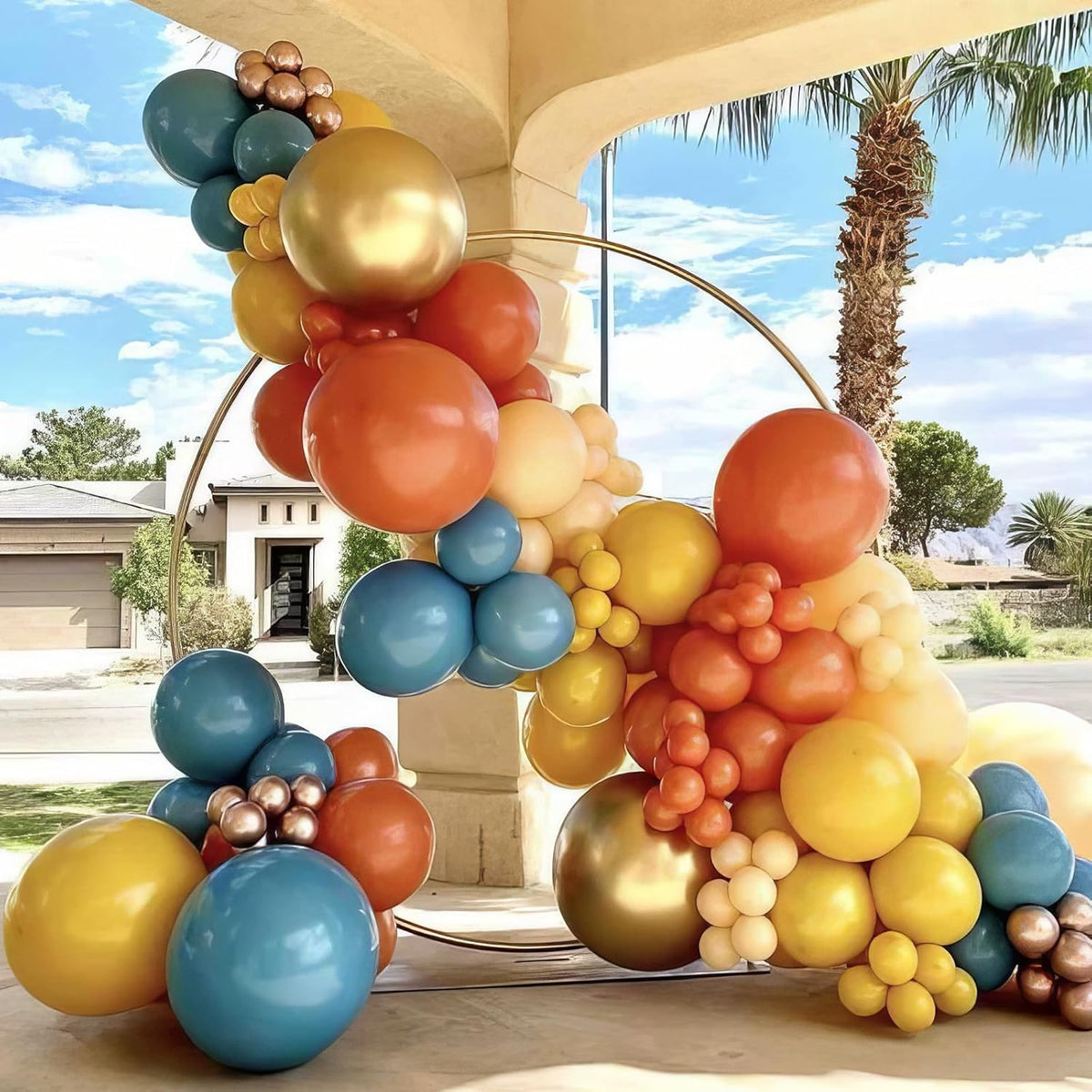 Boho Rainbow Balloons, Boho Rainbow Colorful Balloon, Retro Ivory White Yellow Orange Blue Purple