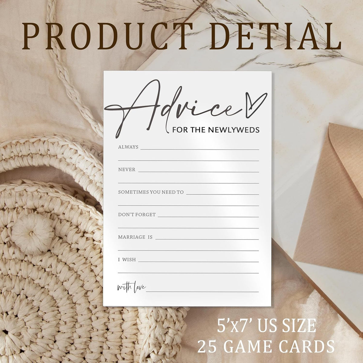 Wedding Advice Cards - Advice and Wishes for the Newlyweds Mr and Mrs Bride & Groom Perfect for