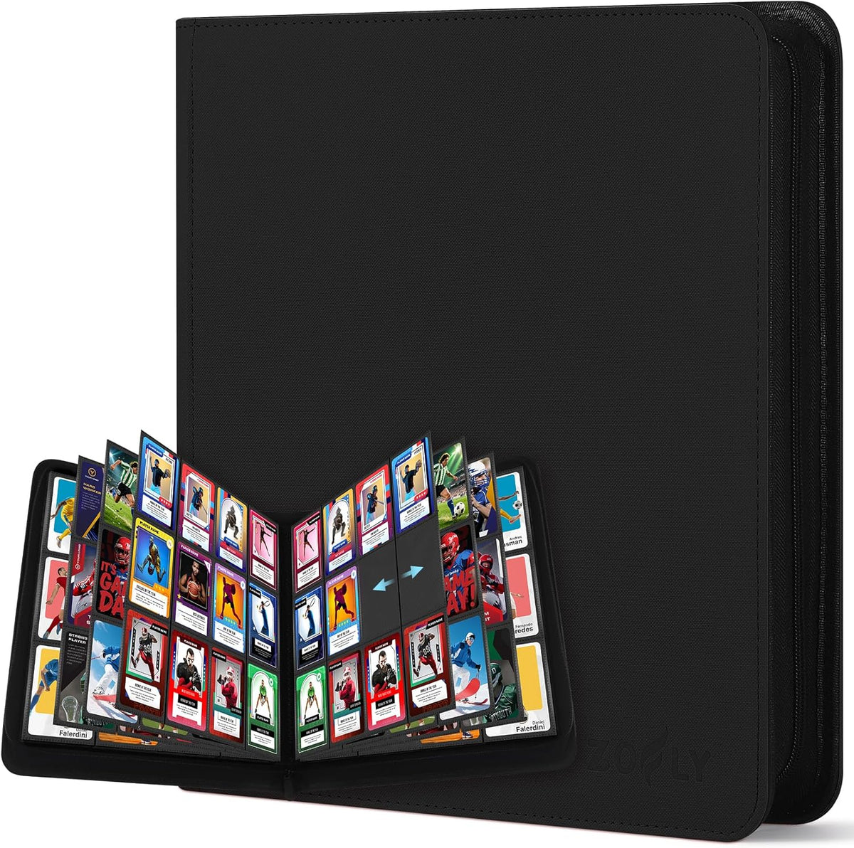Trading Card Binder 12 Pocket, Zipper Binder Card Album Holds 720 Cards, 30 Pack Acid-Free Pages