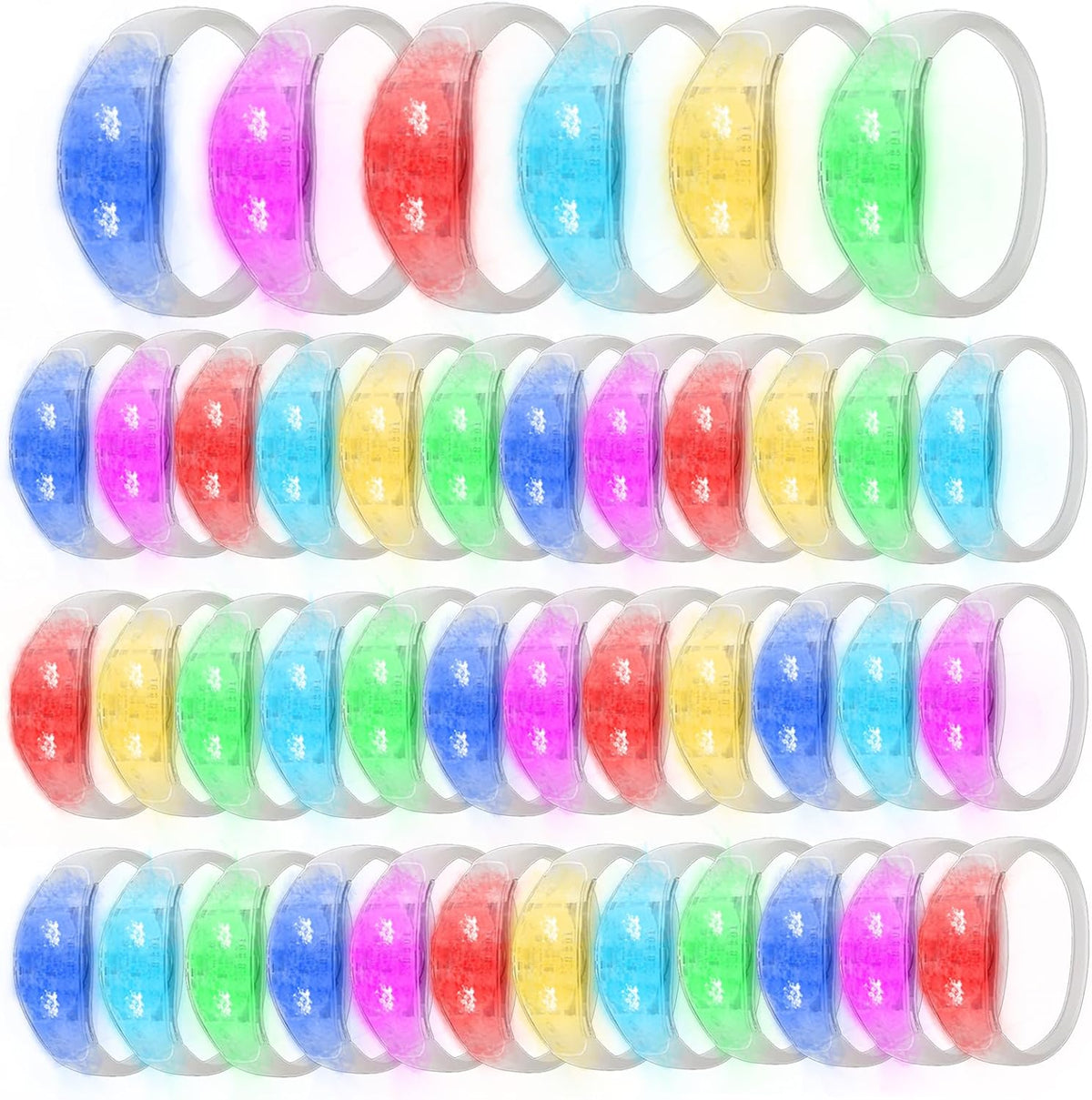 100 Pcs LED Bracelets Sound Activated with Flashing LED Strobe Music Control Light Up Bracelets for