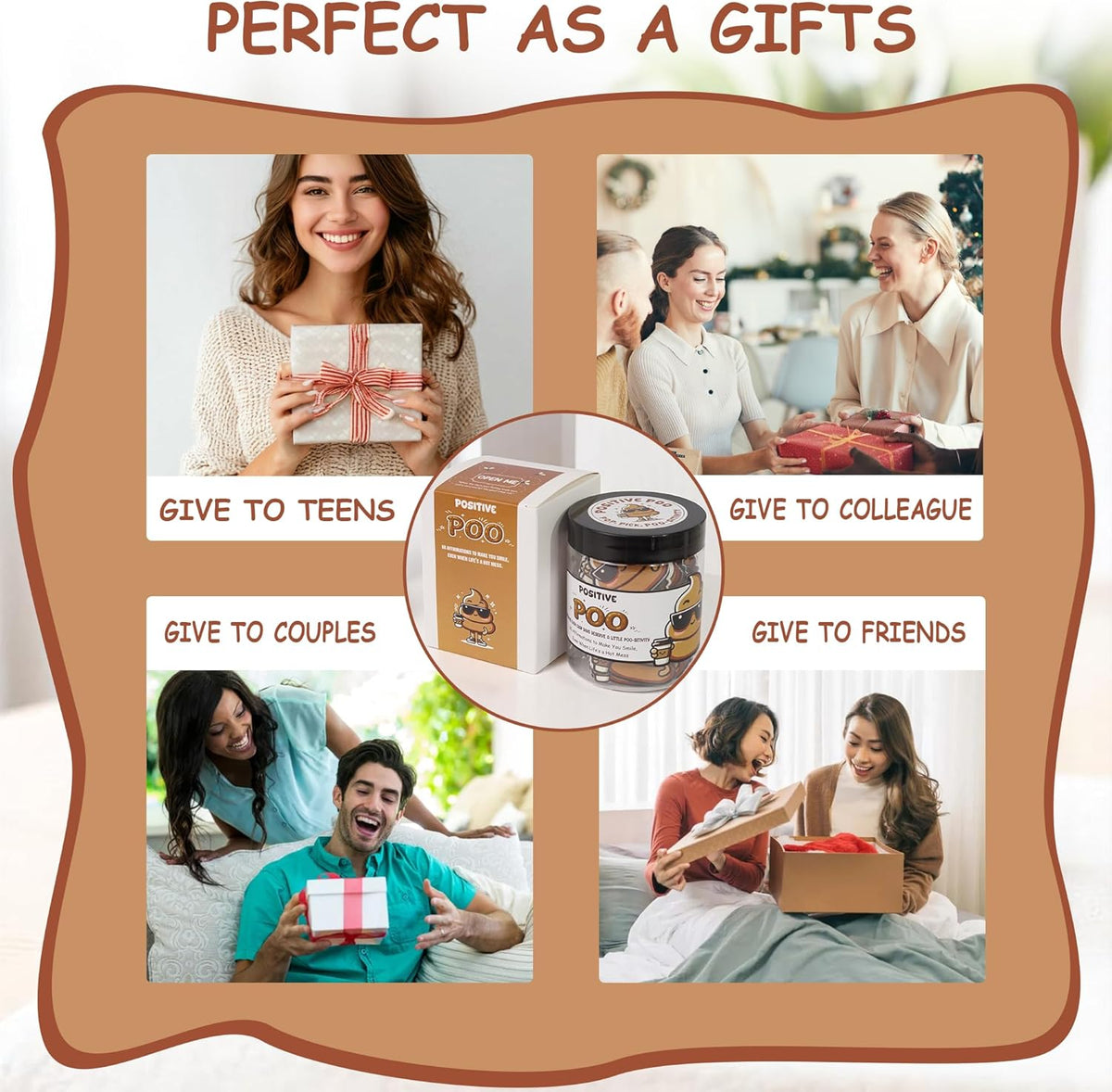 Positive Poo Jar – 60 Funny Affirmation Cards, Gag Gifts for Men, Women, Coworkers, Teens, Tween