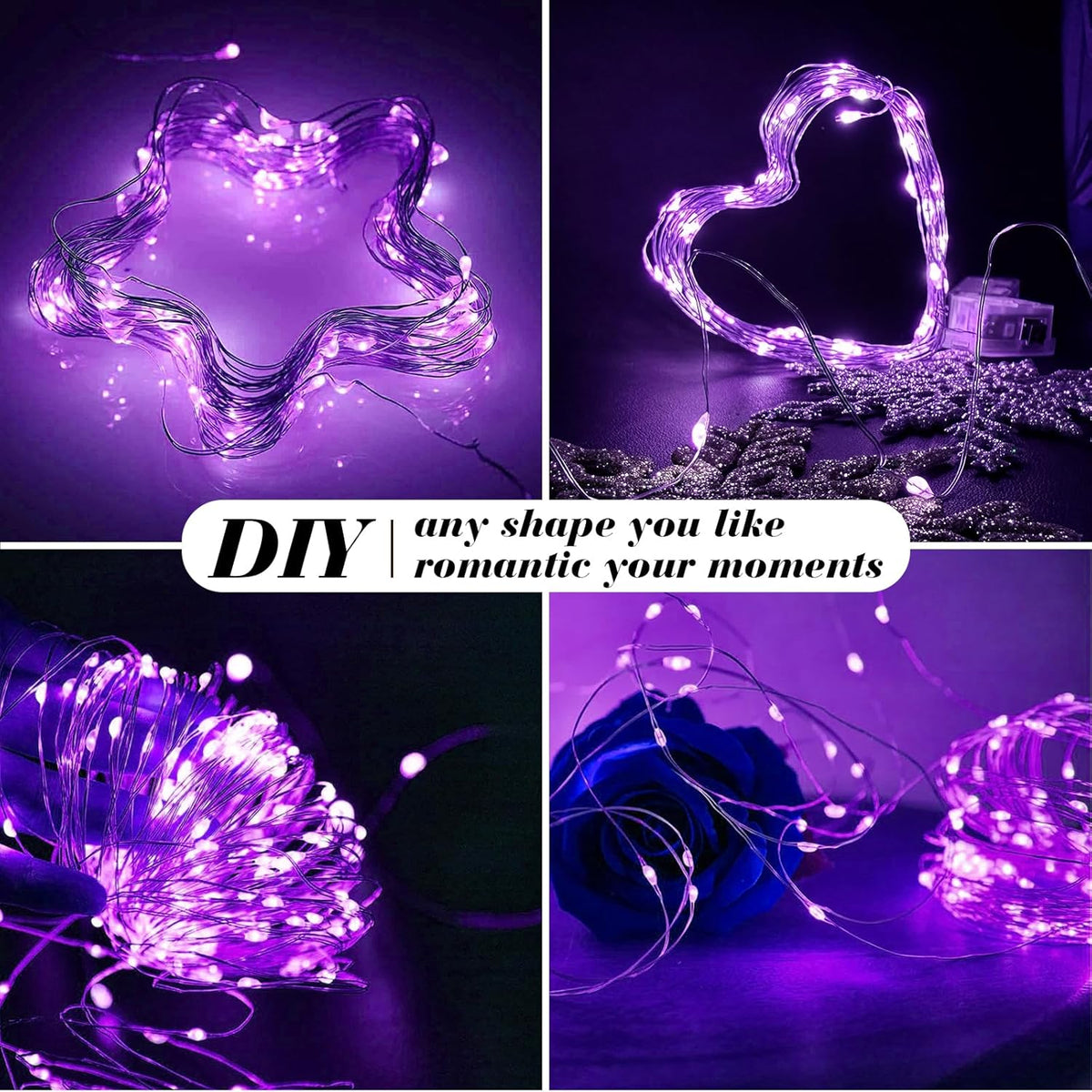 ZGWJ 50 Pack Fairy Lights Battery Operated, 7ft 20 Mini LED Fairy String Lights Silver Wire 3 Modes