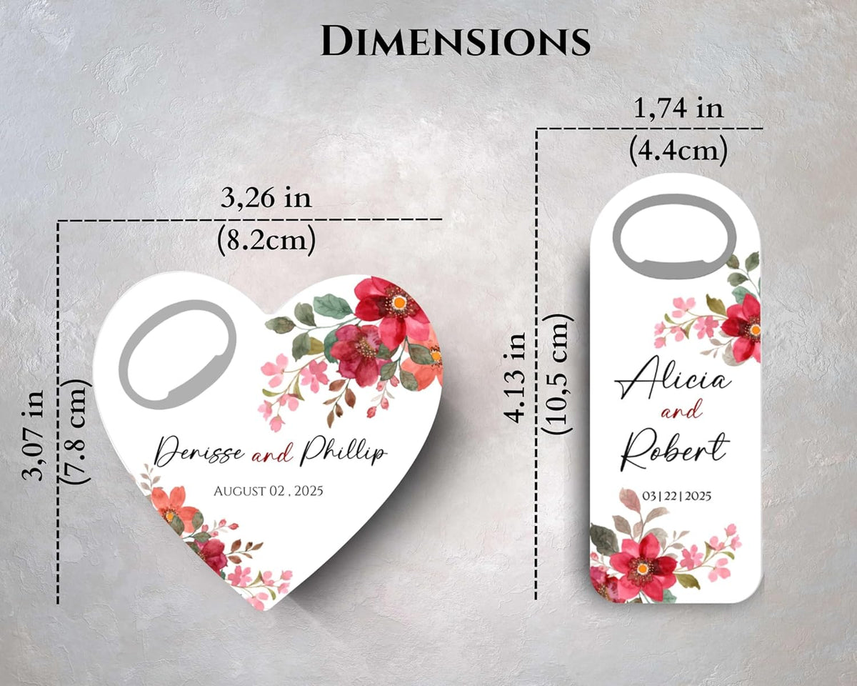 Wedding Bottle Opener Favors for Guests in Bulk, Hearts Shape Bottle Opener, Personalized Party