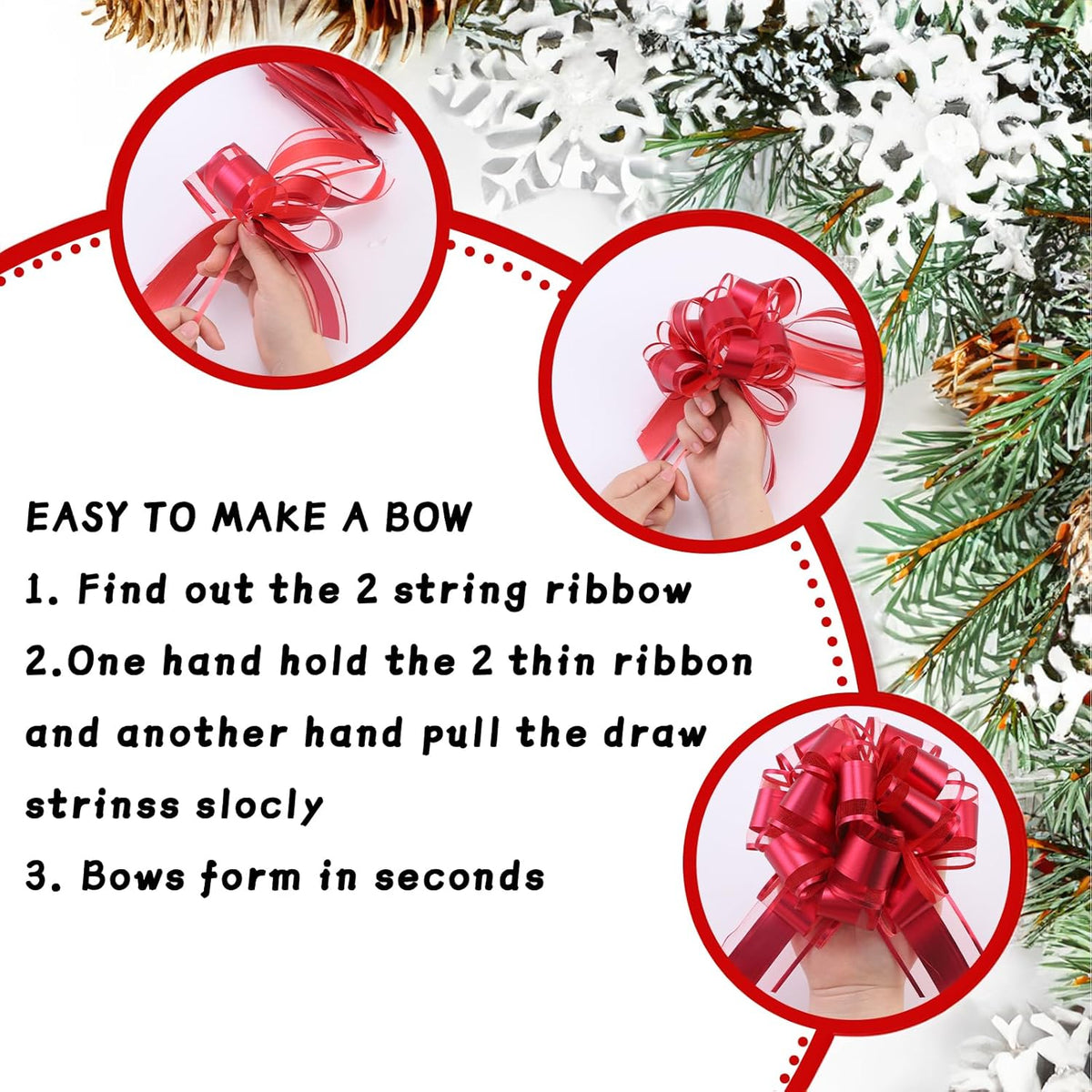 40 Pieces 6 Inches and 3 Inches Pull Bow Wrapping Pull Bow Ribbon Pull Bows for Wedding