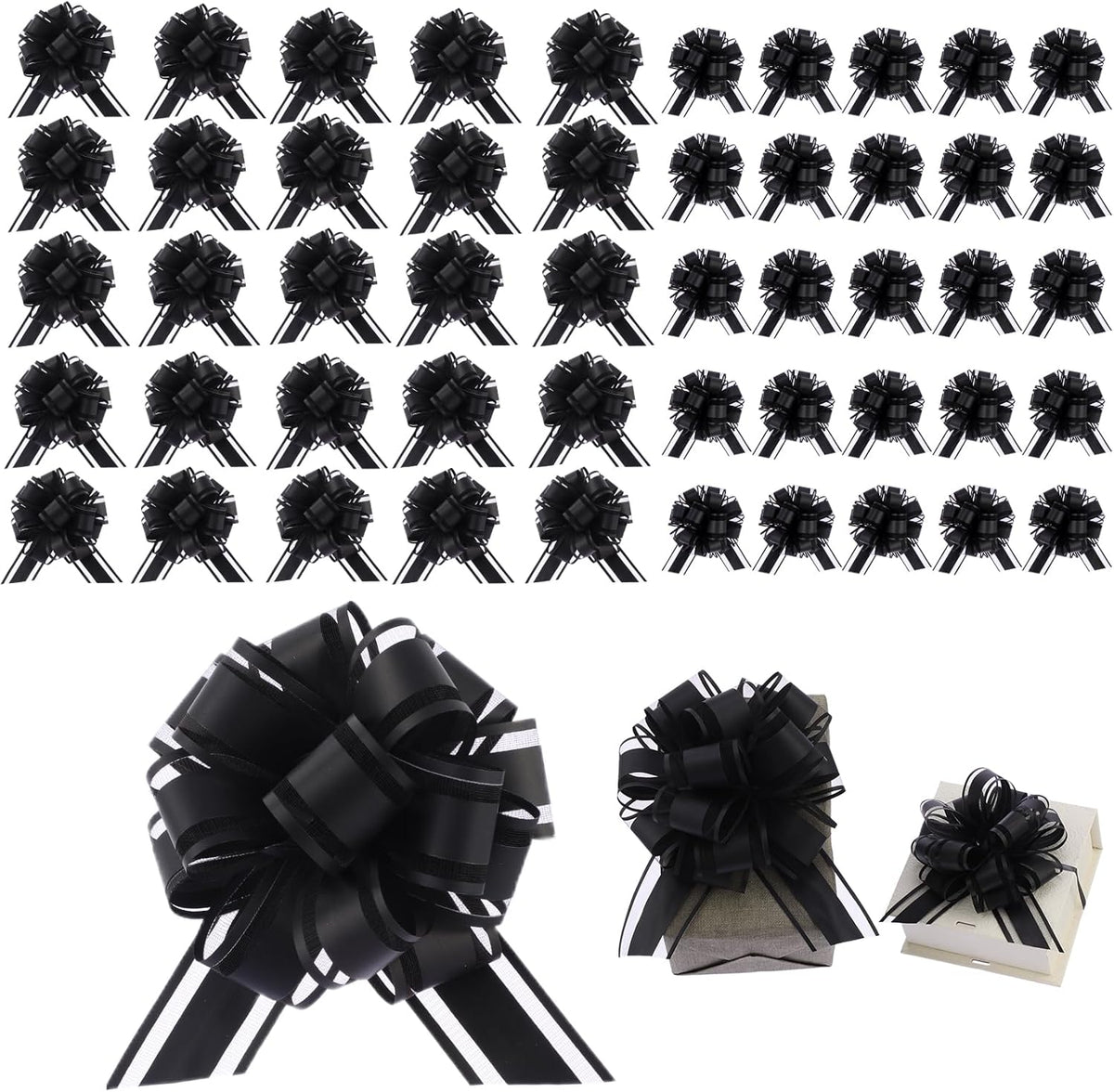 40 Pieces 6 Inches and 3 Inches Pull Bow Wrapping Pull Bow Ribbon Pull Bows for Wedding