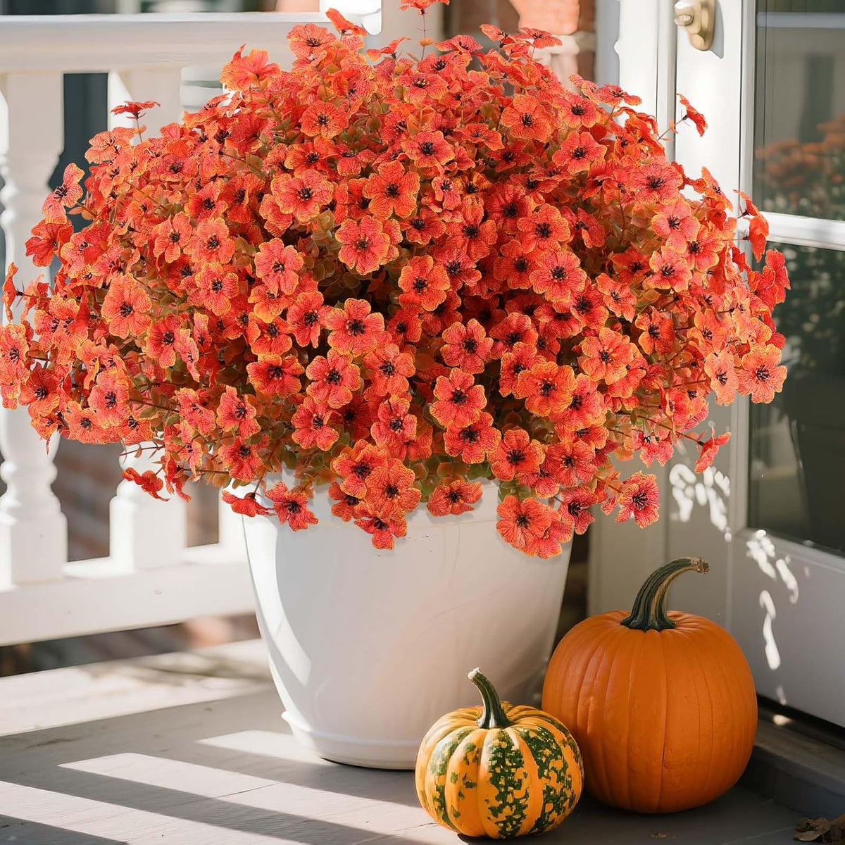 Hananona 36 Pcs Artificial Mum Flowers for Outdoors, Faux Fall Mums Silk Flower for Outside, Fake