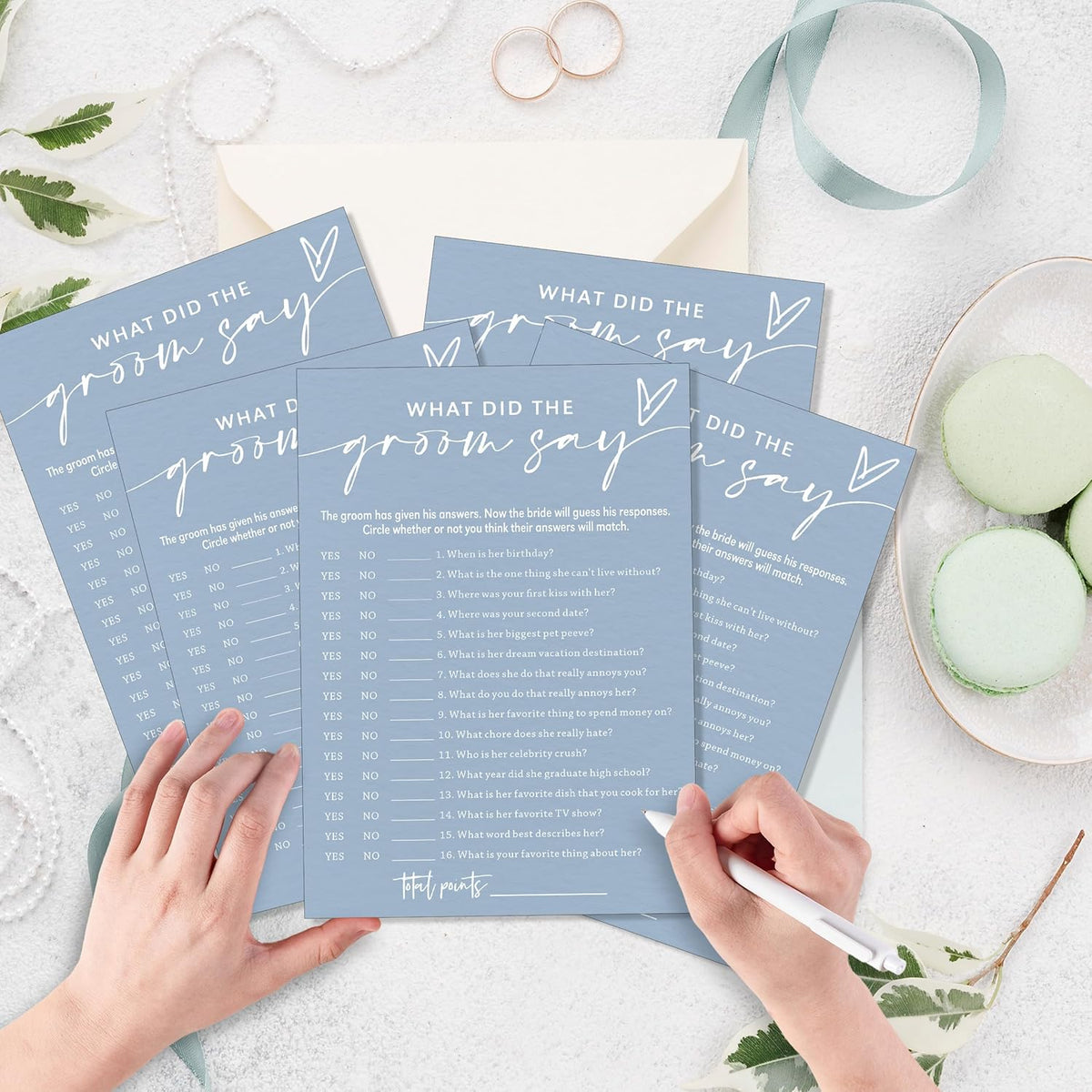 Fun Wedding Shower Games Cards, What Did the Groom Say, Bridal Shower Games for 25 Guests