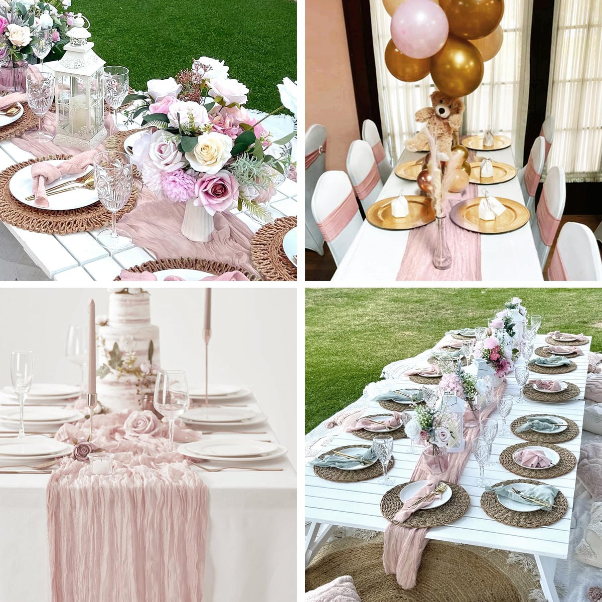 Dusty Pink Table Runner Cheese Cloth 10ft Gauze Runner Boho Cheesecloths Table Runner for Wedding