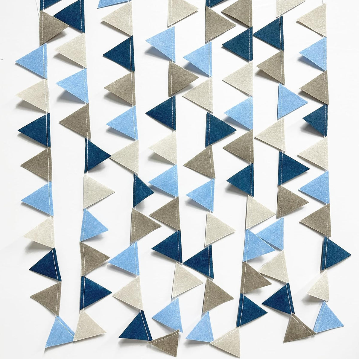 Dusty Blue Party Decoration Gray Blue Felt Hanging Triangle Mini Bunting Pennant Banner Flag for
