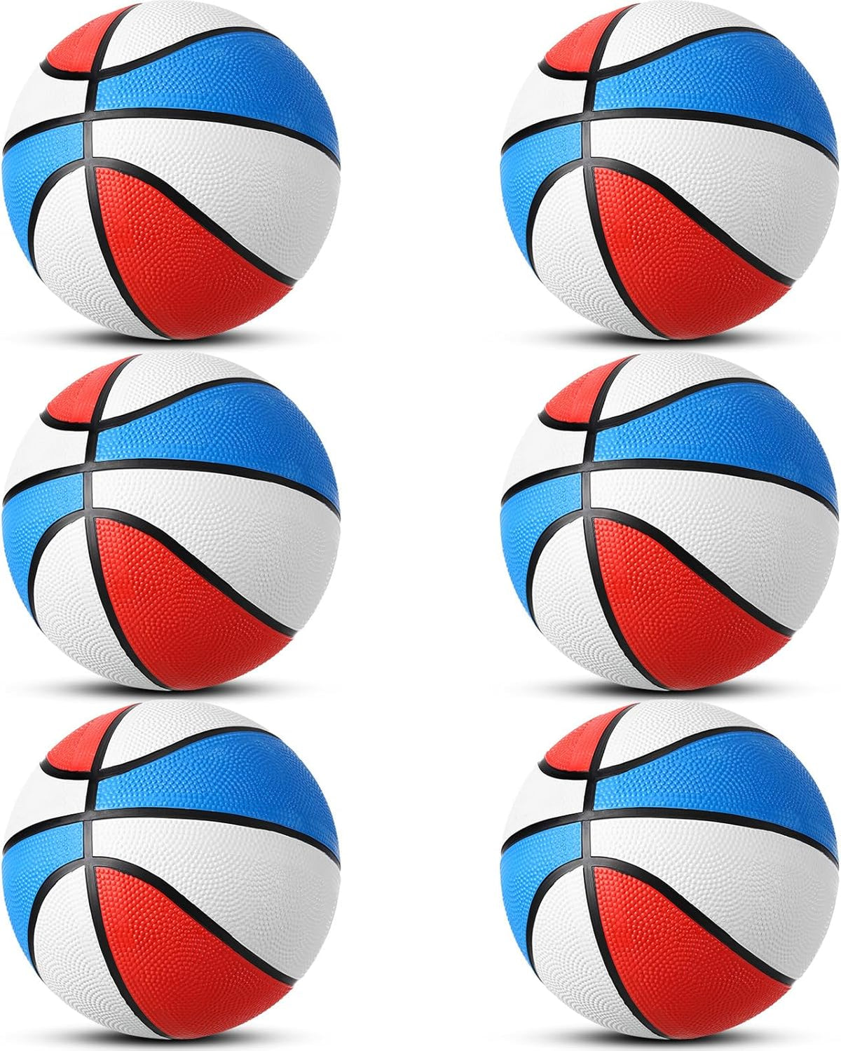 Vinsot 6 Pack Operation Christmas Mini Rubber Basketballs 7 Inch Red, White and Blue Mini
