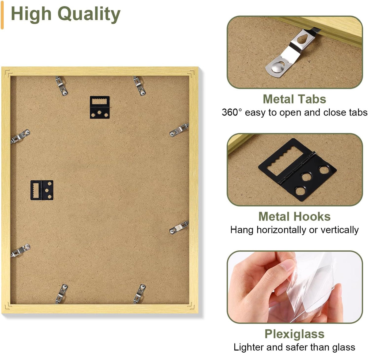Vittanly 11x14 Collage Picture Frame, Displays 5Pcs 4x6 Pictures with Mat, Picture Frames Collage