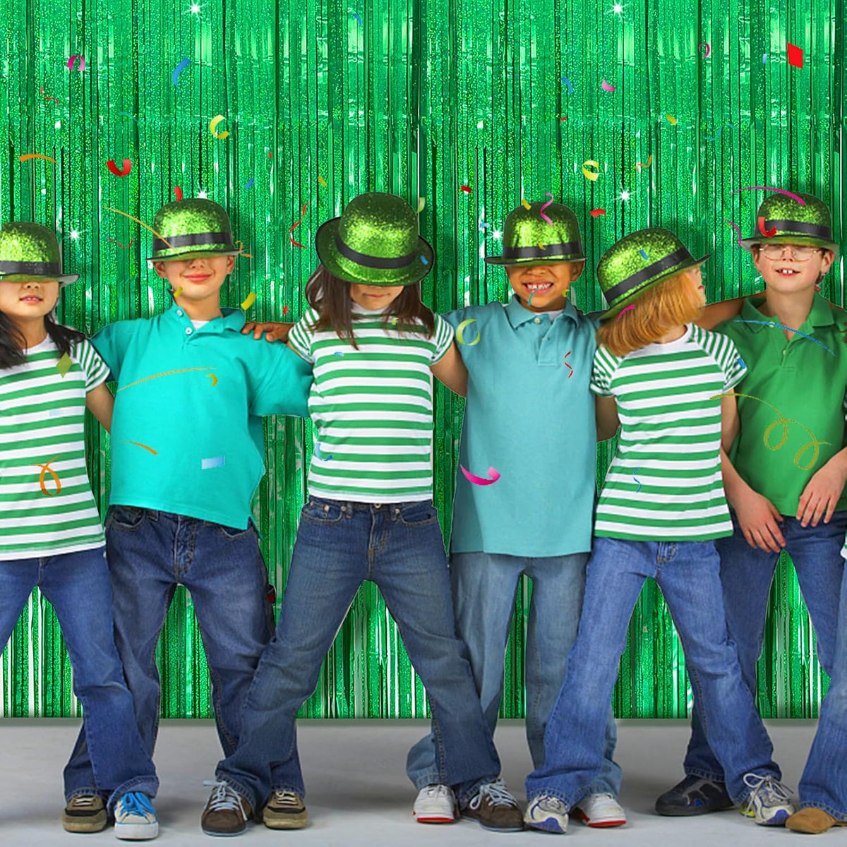 Tinsel Curtain Party Backdrop Green Birthday Decorations 10 Packs Glitter Foil Fringe Curtain Party