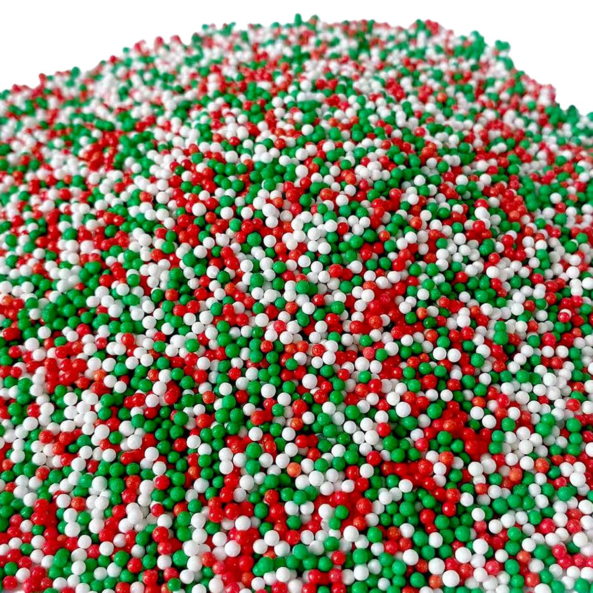 Sentovac Christmas Nonpareils Sprinkles Edible 2mm Mini Peals Red Green White Sprinkle for Cake