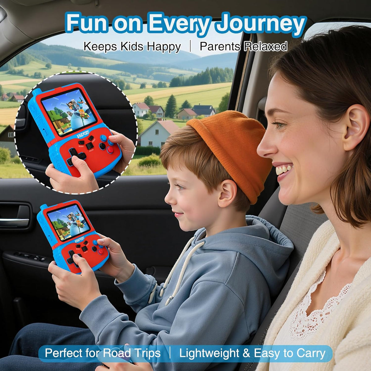 Portable Video Game Console for Kids, 220 Built-in Classic Retro Games, Handheld Plug & Play Player
