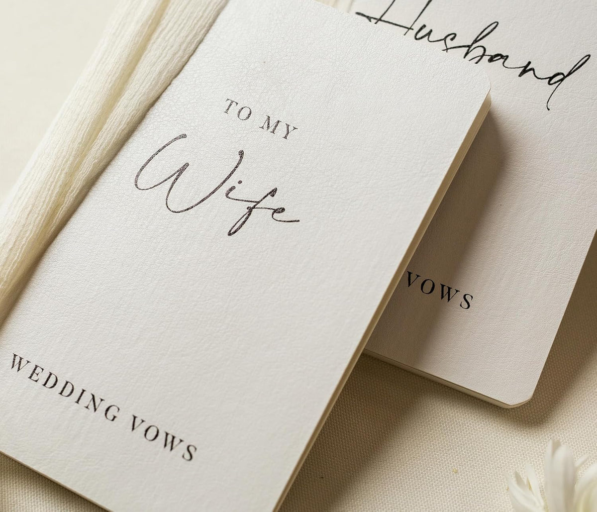 Modern Album Designs White Vow Books with Ribbons (Set of 2) - 5.625 x 4 Minimalist Pocket Sized