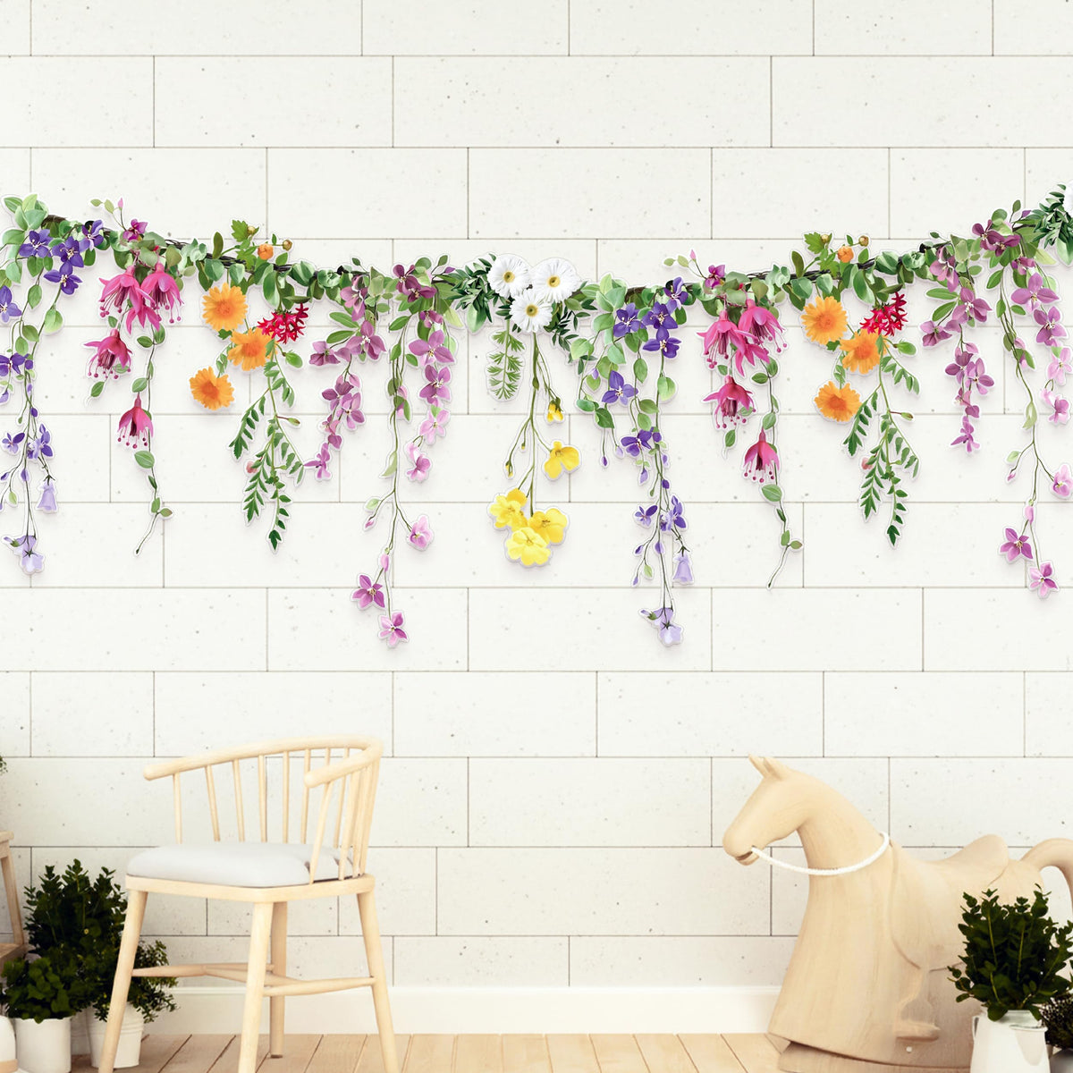 Cheerland Flower Banner Wildflower Garland Floral Party Decorations Waterproof Banner Whimsical