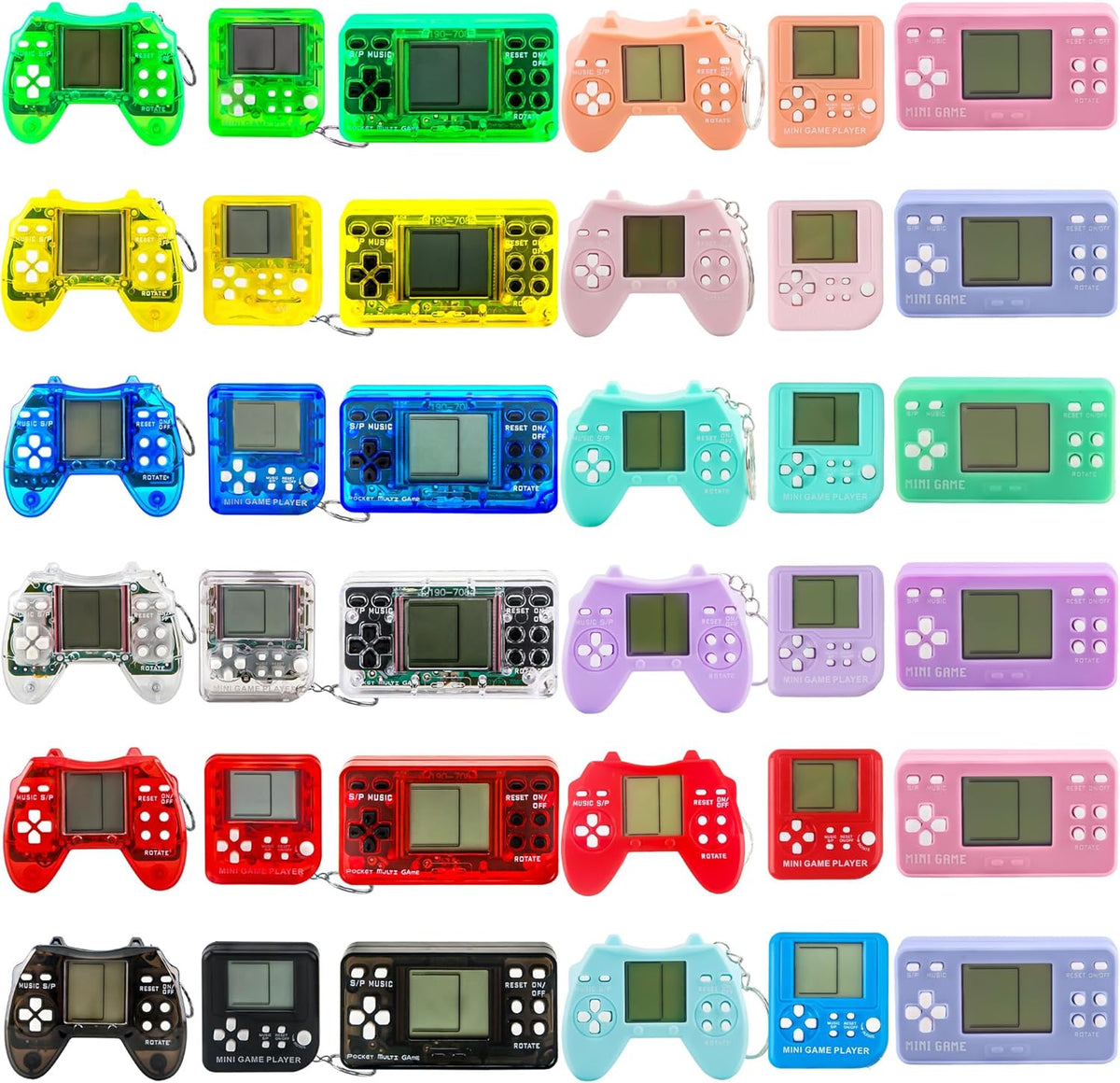 36 Pack Video Game Keychain Mini Square Handheld Video Game Key Chain for Kids Birthday Video Game