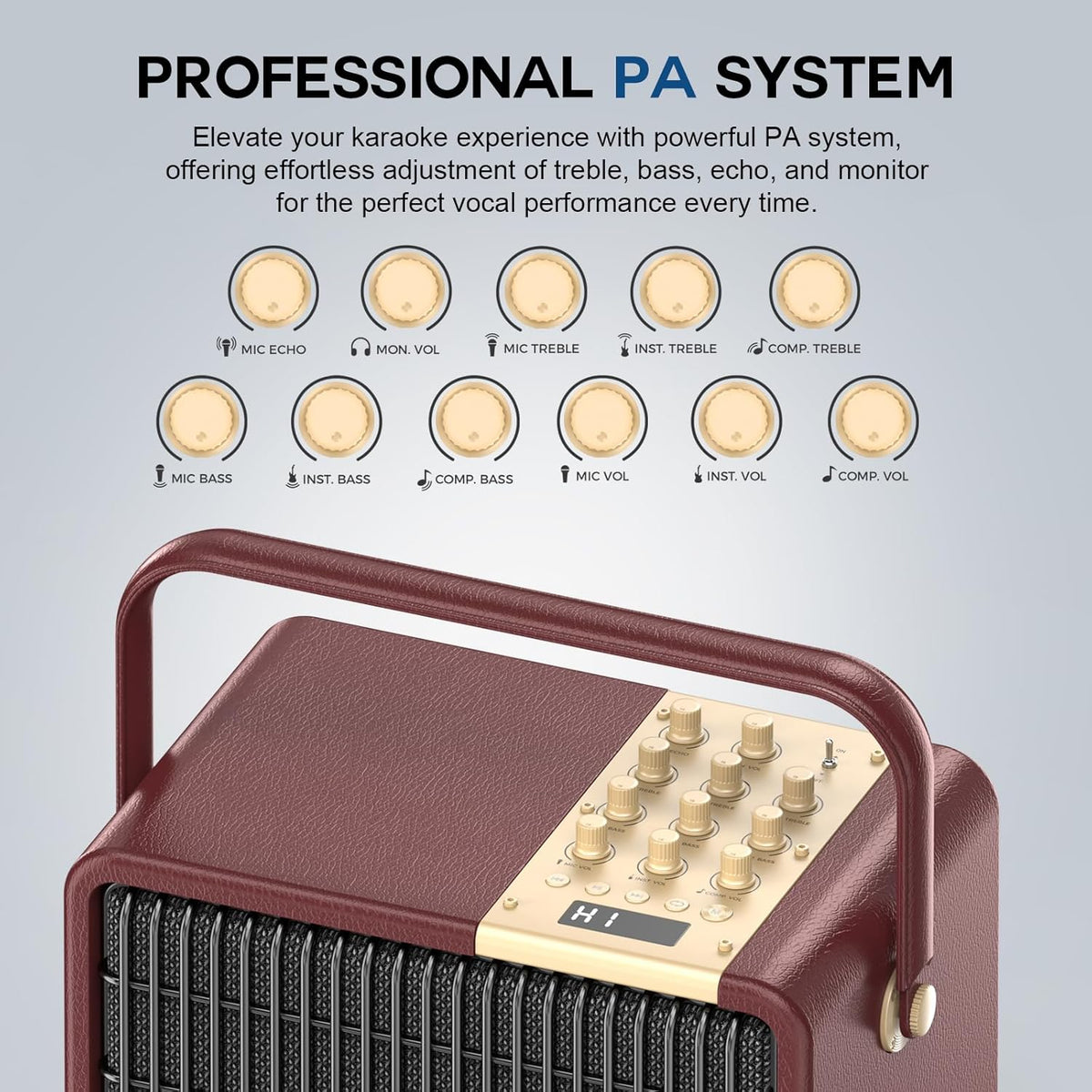 320W Peak Power Karaoke Machine with Rich Deep Bass for Adults Portable Bluetooth Singing PA
