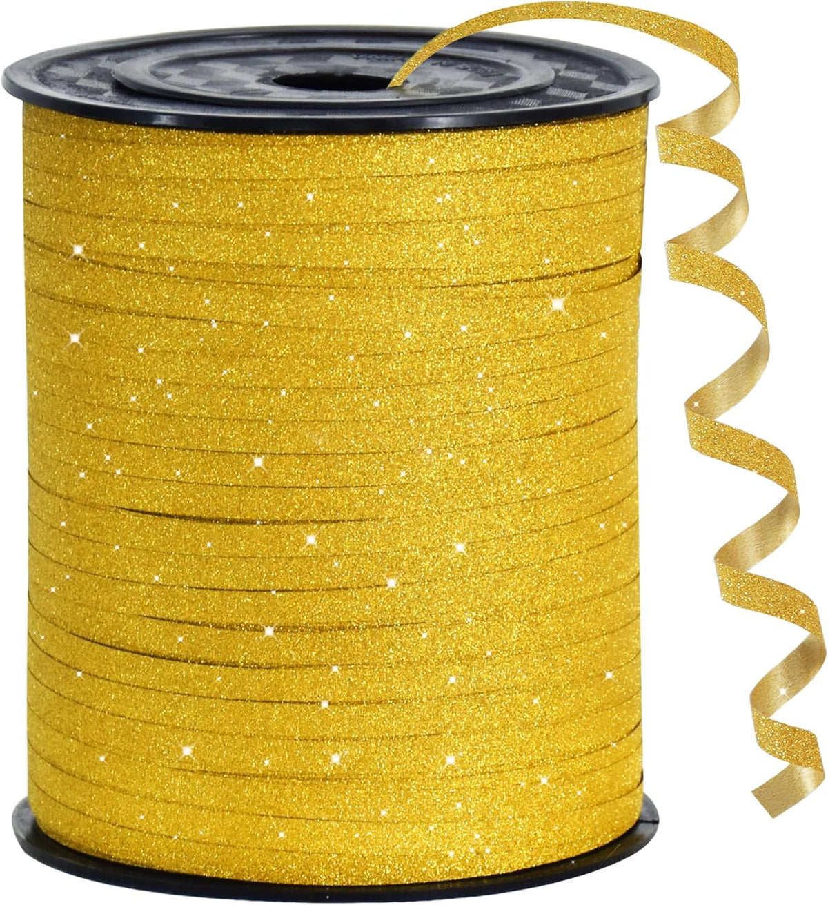 BEISHIDA Gold Glitter Ribbon - 500 Yards Curling Crimped, Shiny for Gift Wrapping, Birthday Party