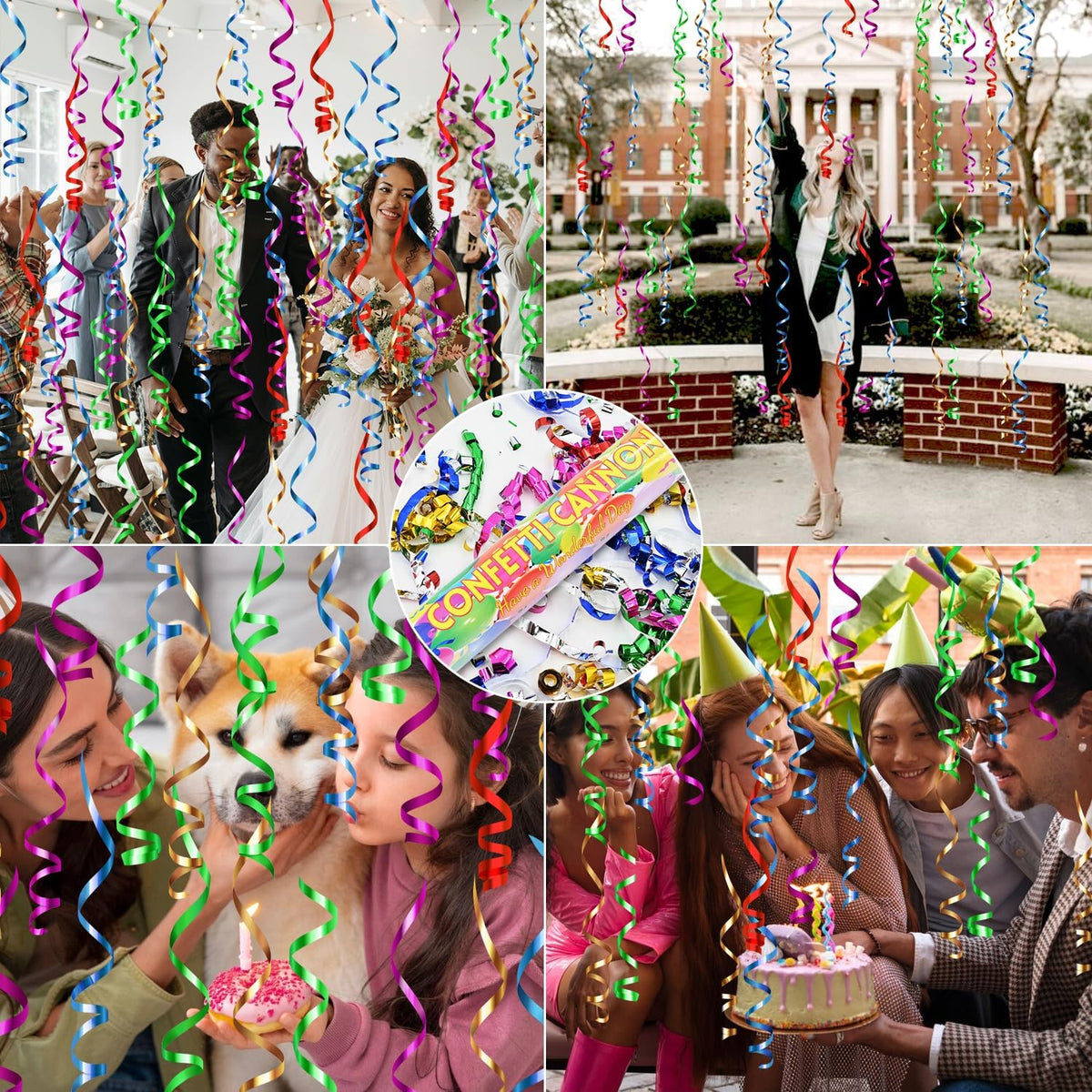 Confetti Poppers 12Pack Streamer Confetti Cannon 12inch Multicolor Confetti Party Poppers Foil