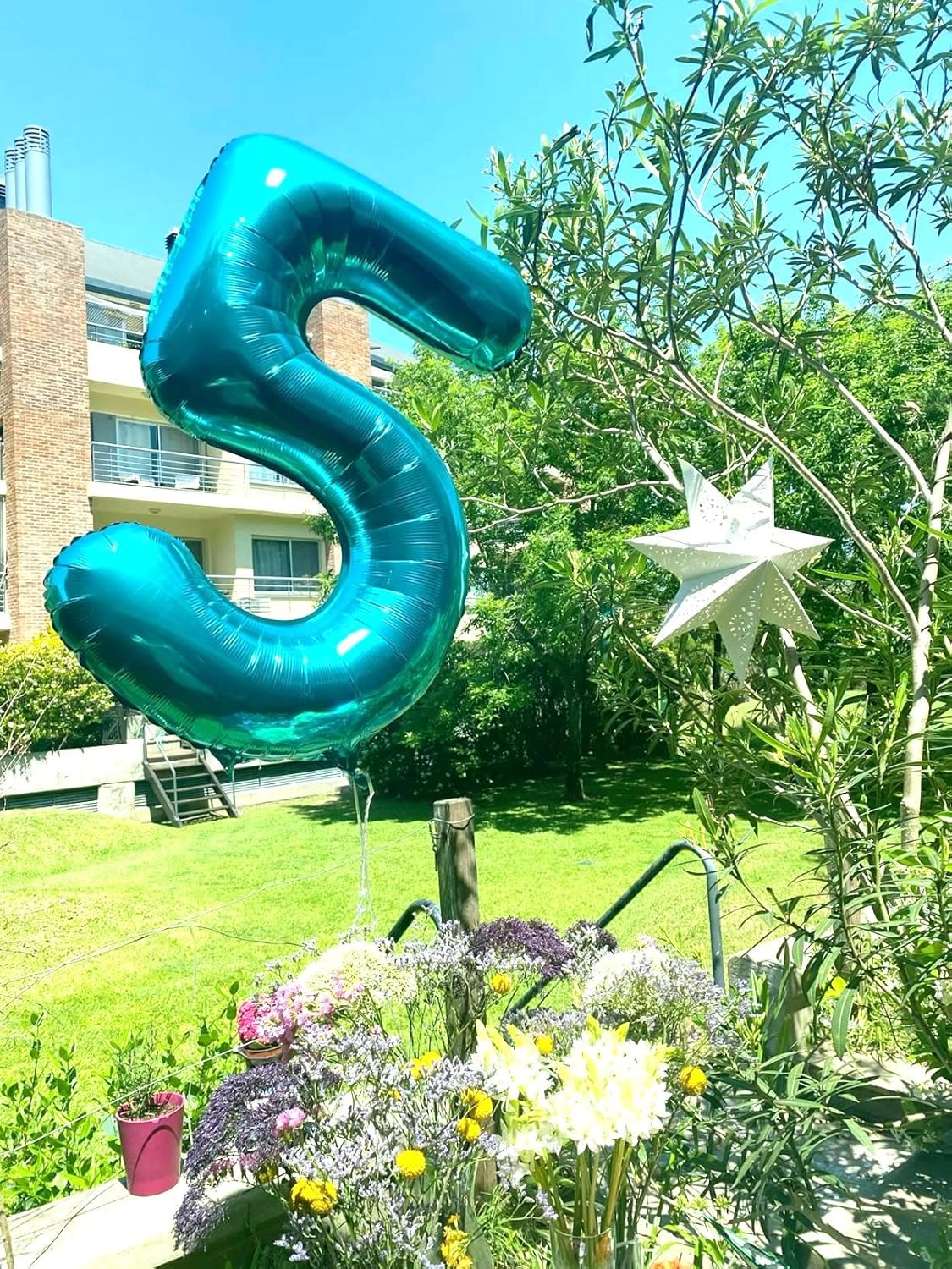 Blue 40 Inch Large Number 5 Birthday Balloon, Five 5th 15 25 35 50 55 Birthday Celebration