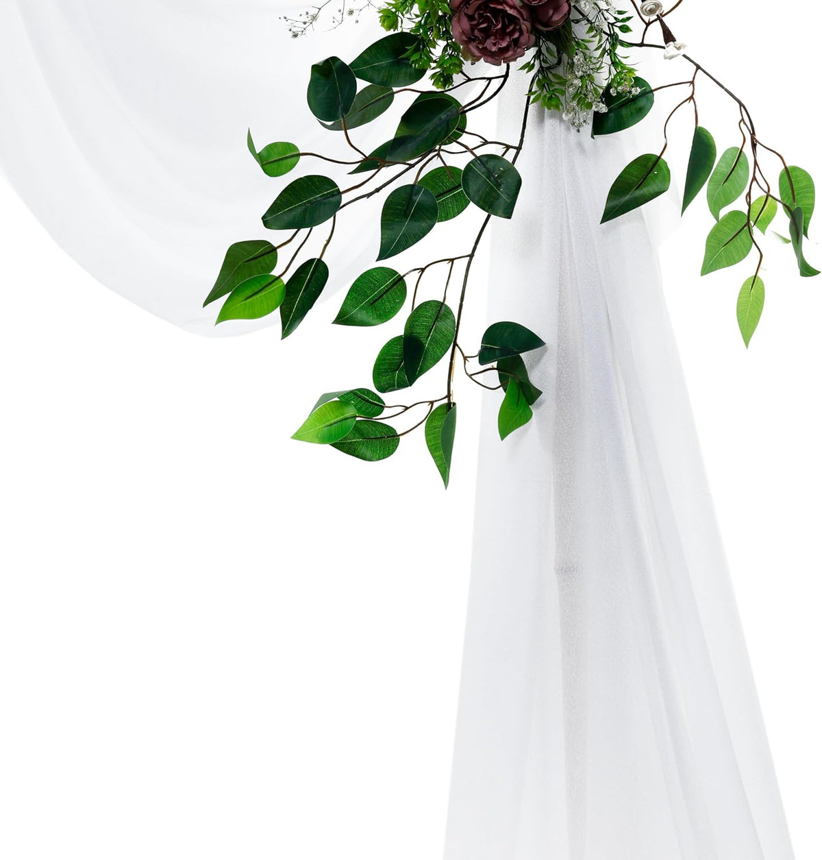 VDS Pack of 3 Panel (30 Inch X 20 Feet) Wedding Arch Draping Fabric Sheer Chiffon Fabric Drapery