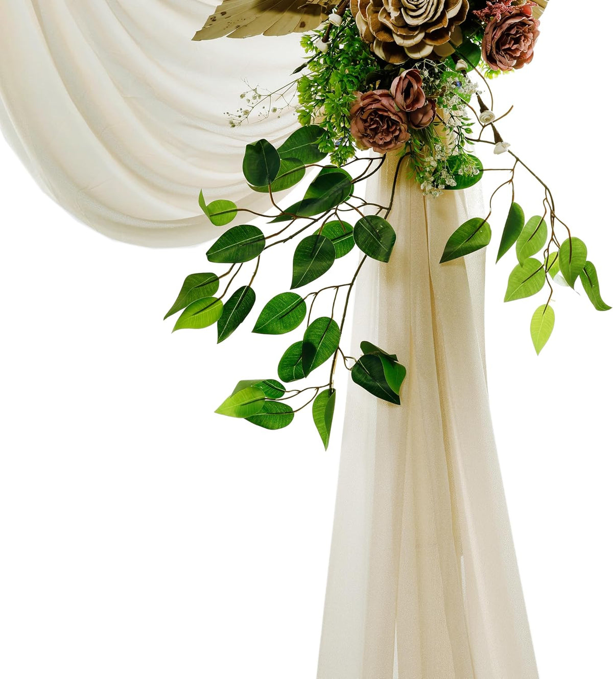 VDS Pack of 4 Panel (30 Inch X 20 Feet) Wedding Arch Draping Fabric Sheer Chiffon Fabric Drapery