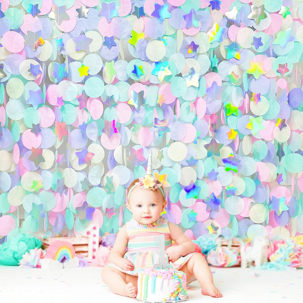 205Ft Pastel Party Decorations Circle Dot Backdrop Streamer Pastel Tissue Paper Polka Dots with