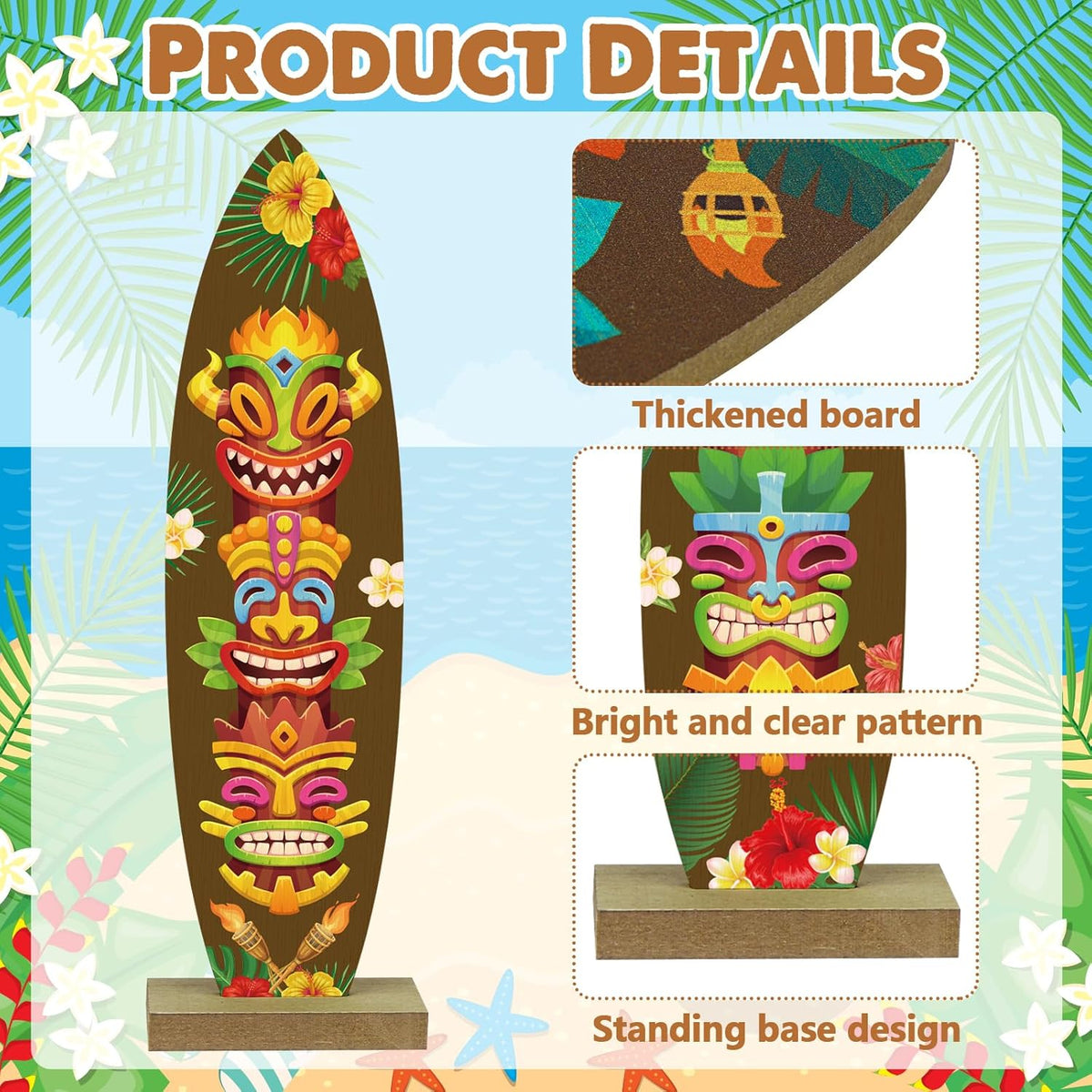 4 Pcs Surfboard Decorations for Party Welcome to Paradise Sign Tropical Bar Table Centerpieces