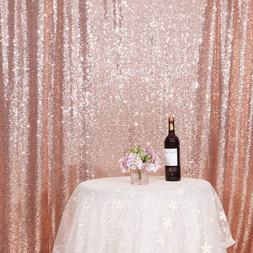Eternal Beauty Rose Gold Sequin Backdrop, 10x10 Ft Glitter Background Curtains for Shimmer