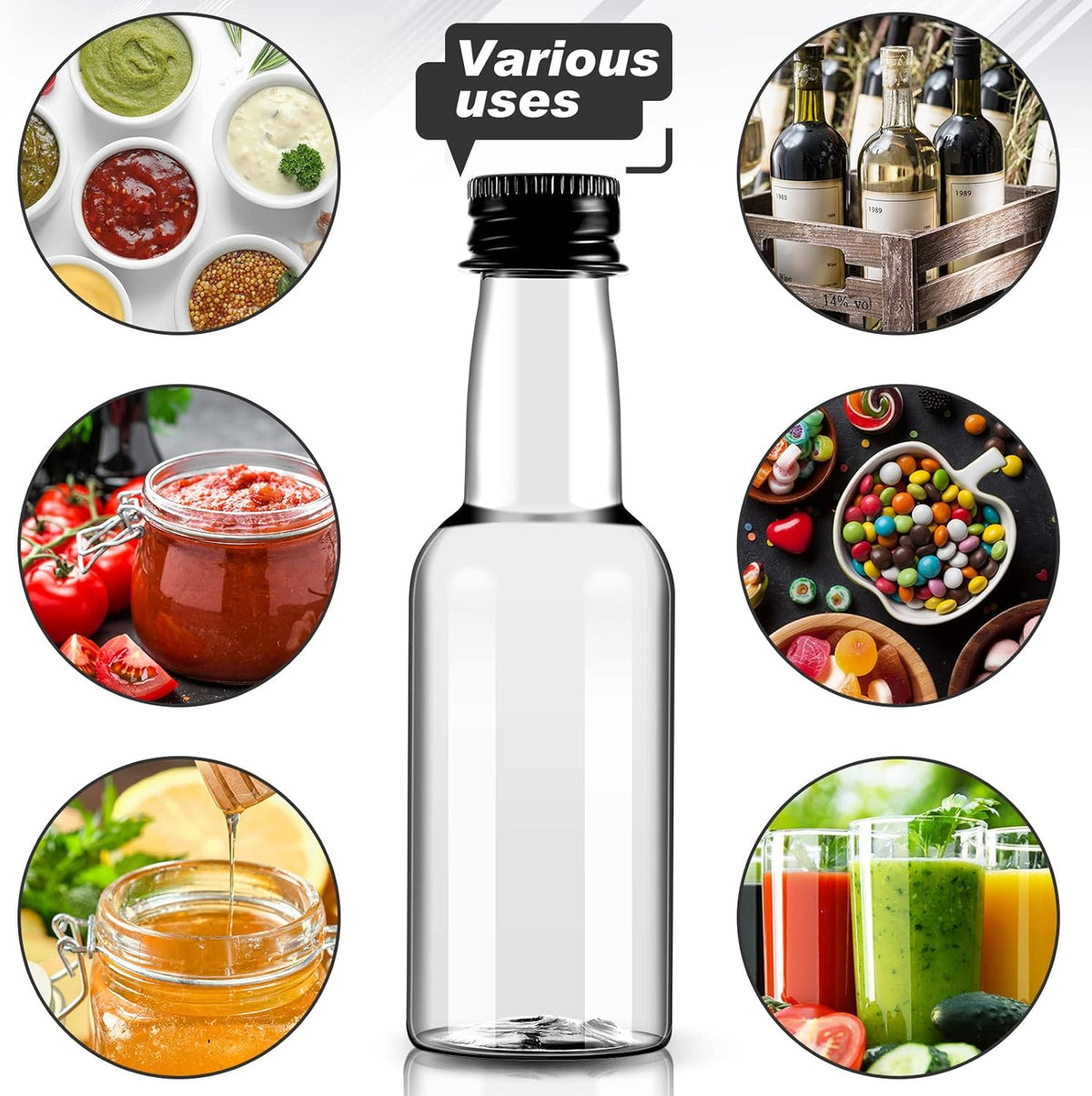Tessco 100 Pcs Mini Liquor Bottles Plastic Mini Salad Dressing Bottle Christmas Small Shooter