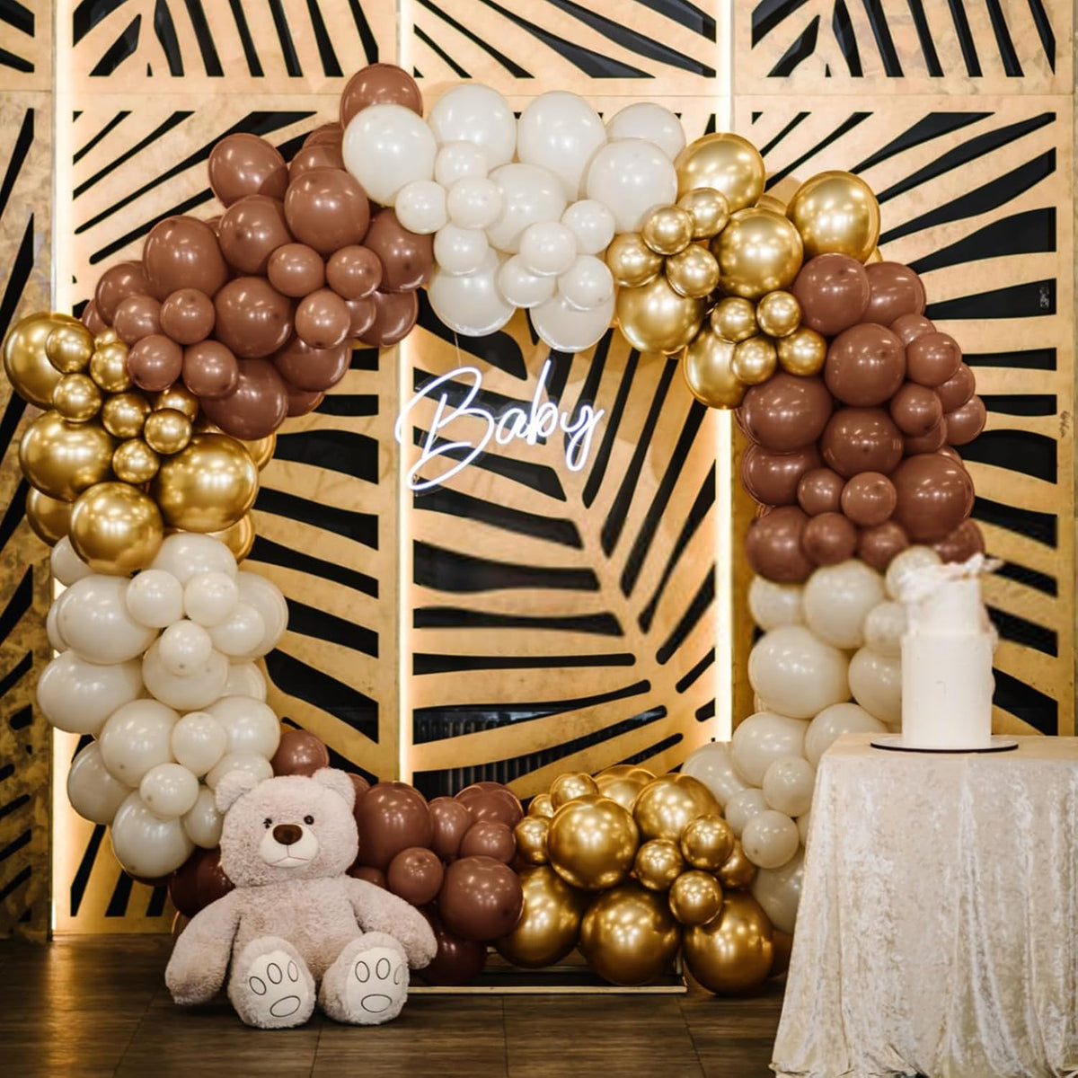 110pcs Brown Balloon 12 inch, Brown Latex Balloons for Birthday Party Baby Shower Wedding(with 2