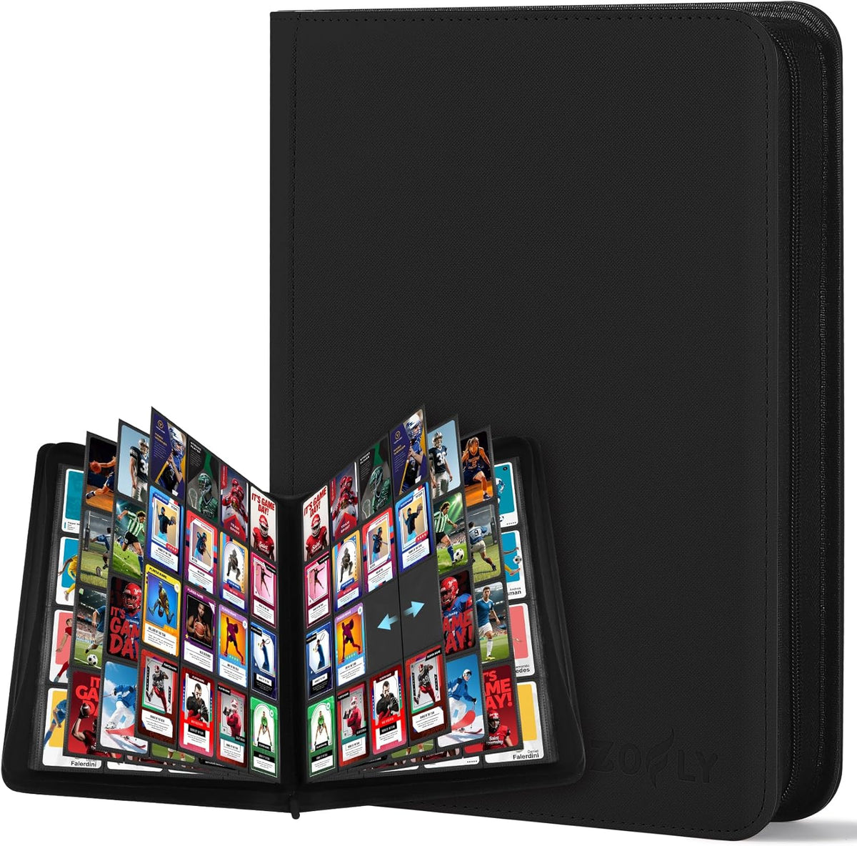 1000+ Pockets Trading Card Binder, 16 Pockets Zipper Binder Card Album, 32 Pack Double-sided Side